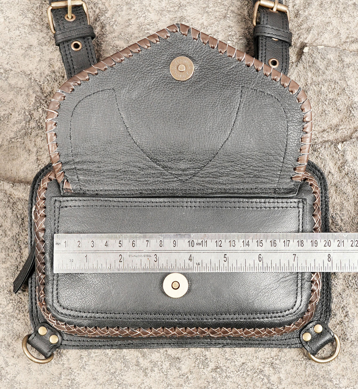 Unisex black leather chest rig with adjustable holster straps