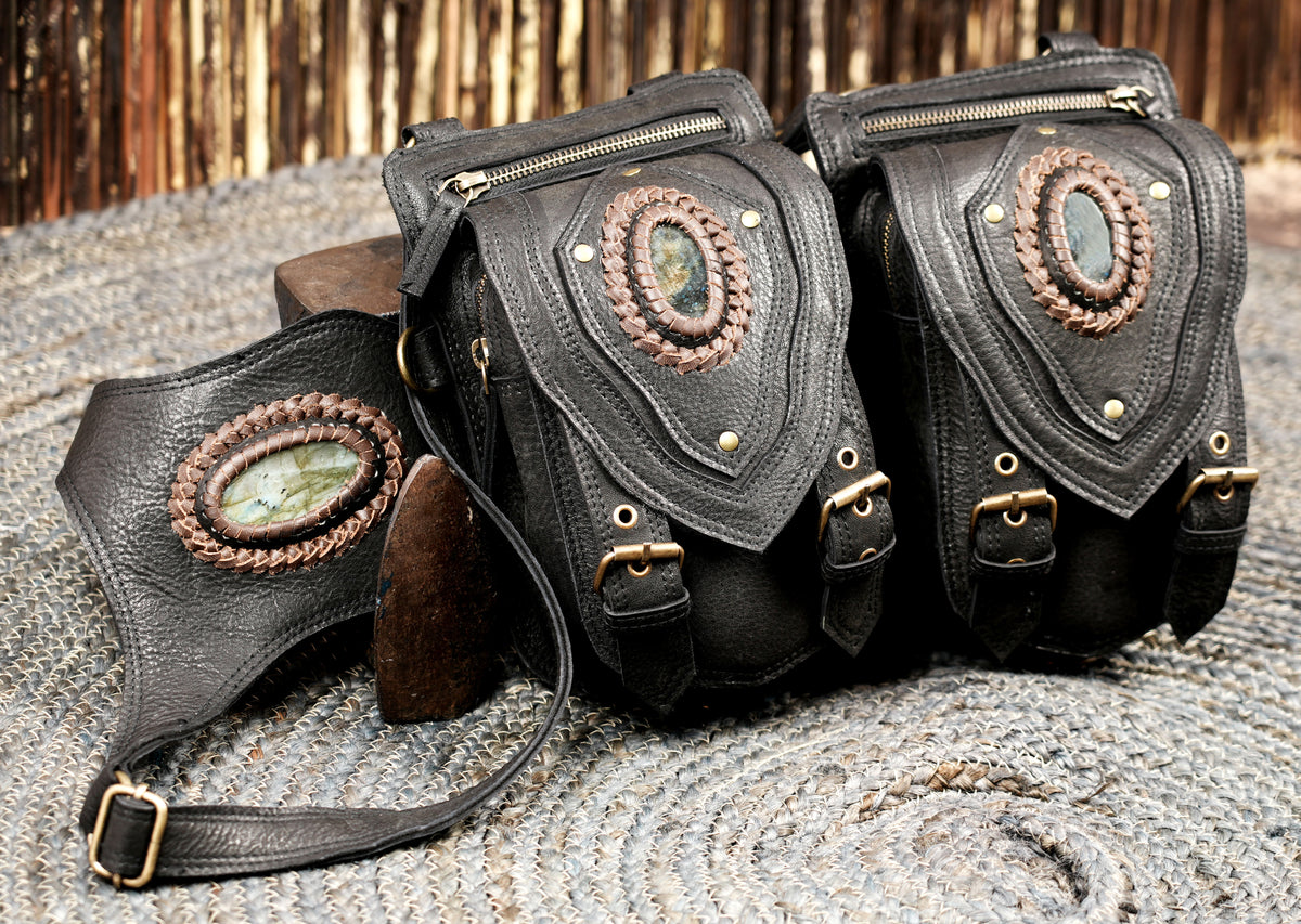 Handmade Leather Body Harness Bag with Double Utility Pouches for Men and Women