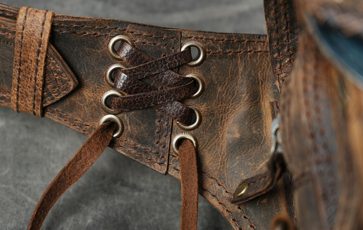 Unisex festival belt pouch with handcrafted leather detailing