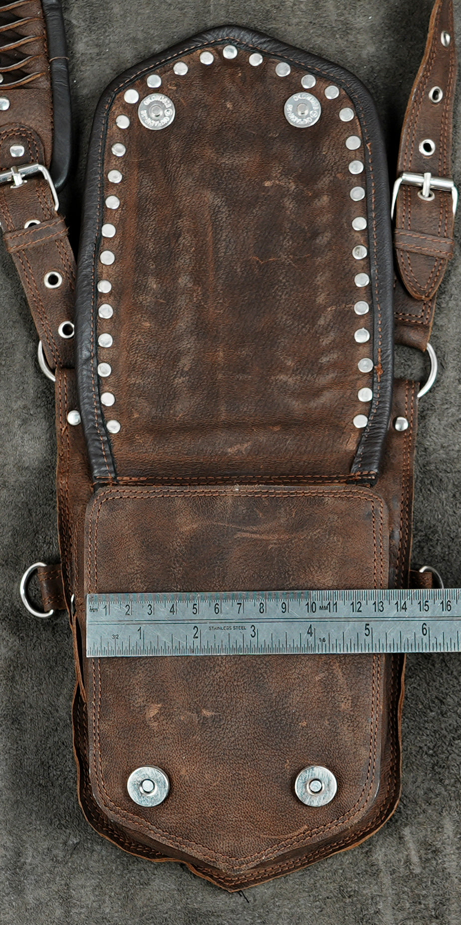 Brown Leather Holster Bag with Gemstones Unisex Steampunk Harness