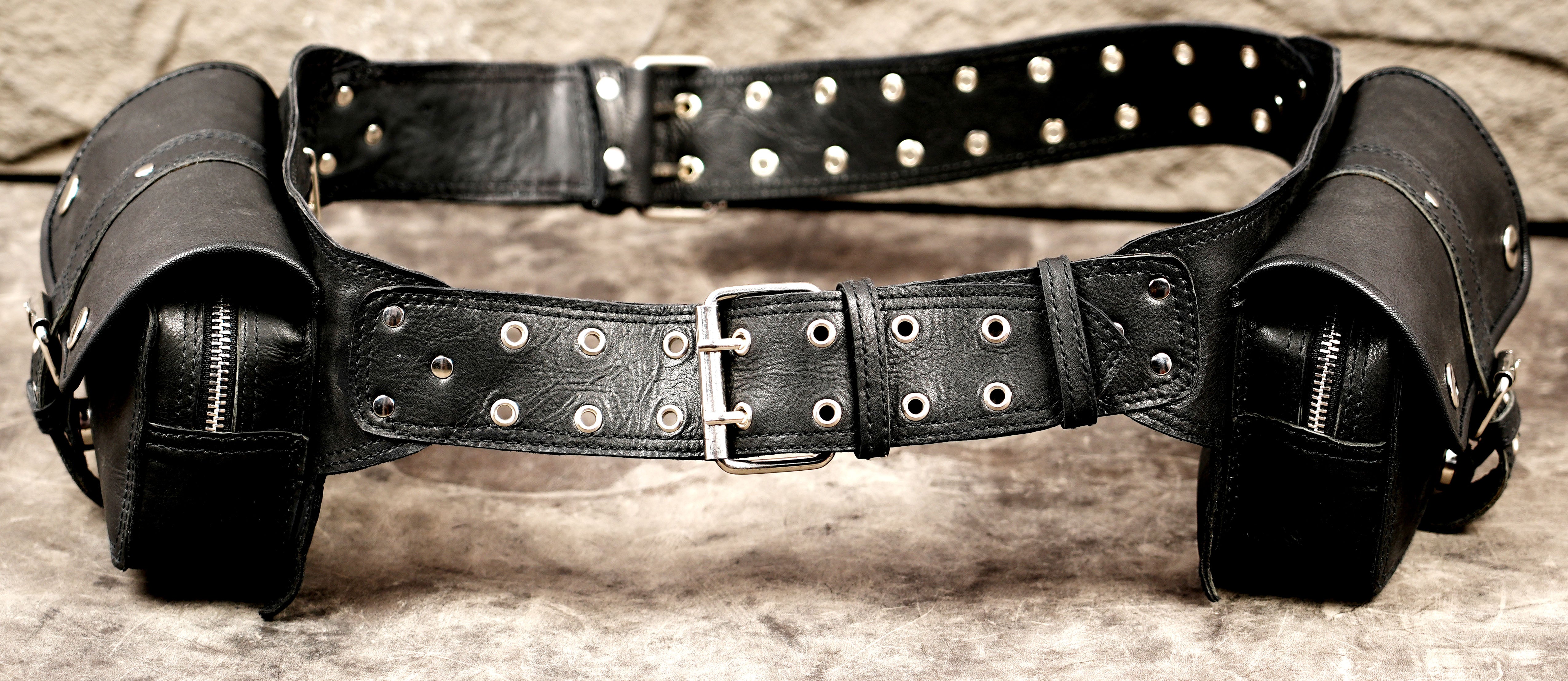 Classic leather tool belt with grommet strap detail
