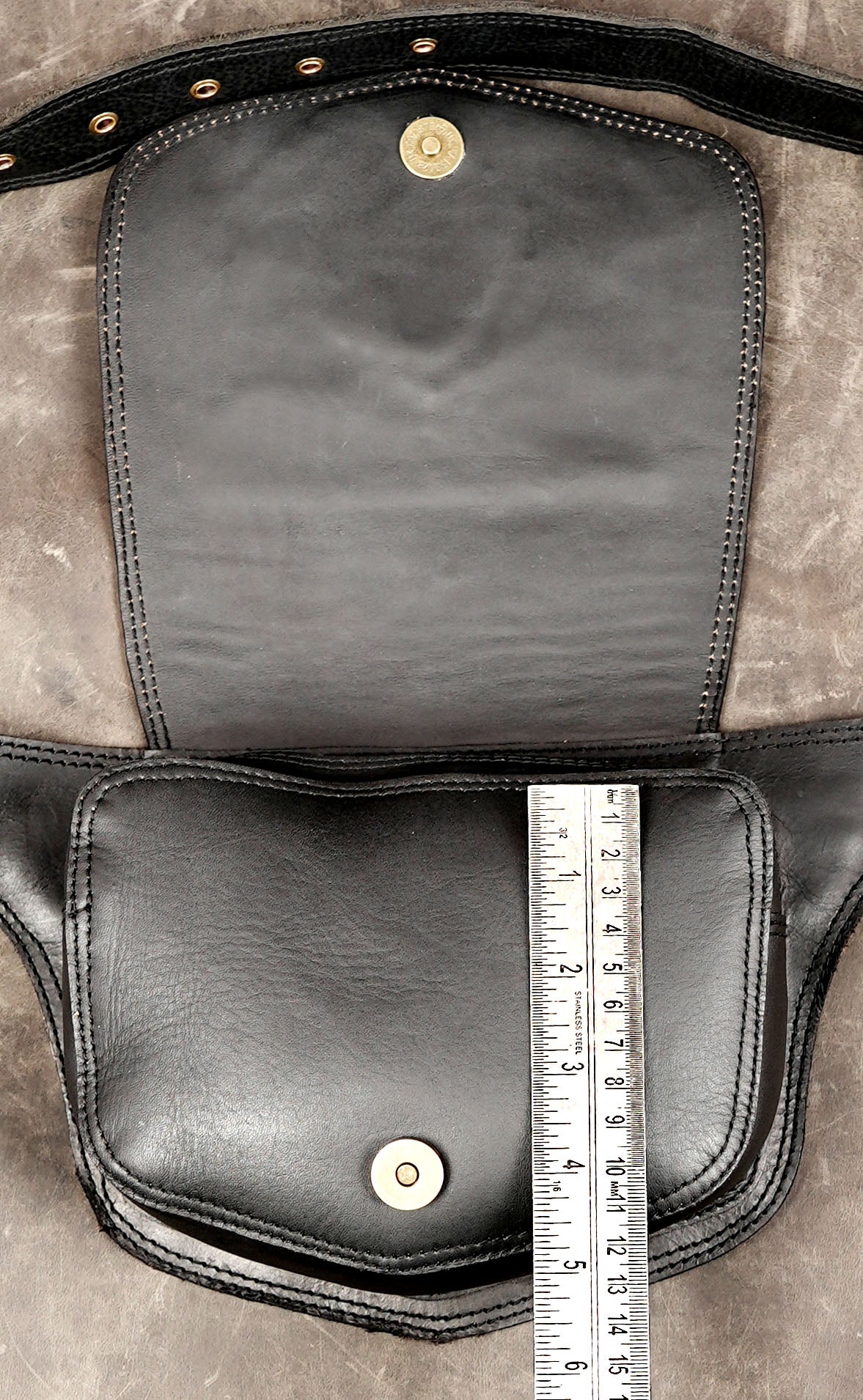 Cool alternative fashion black leather hip pack