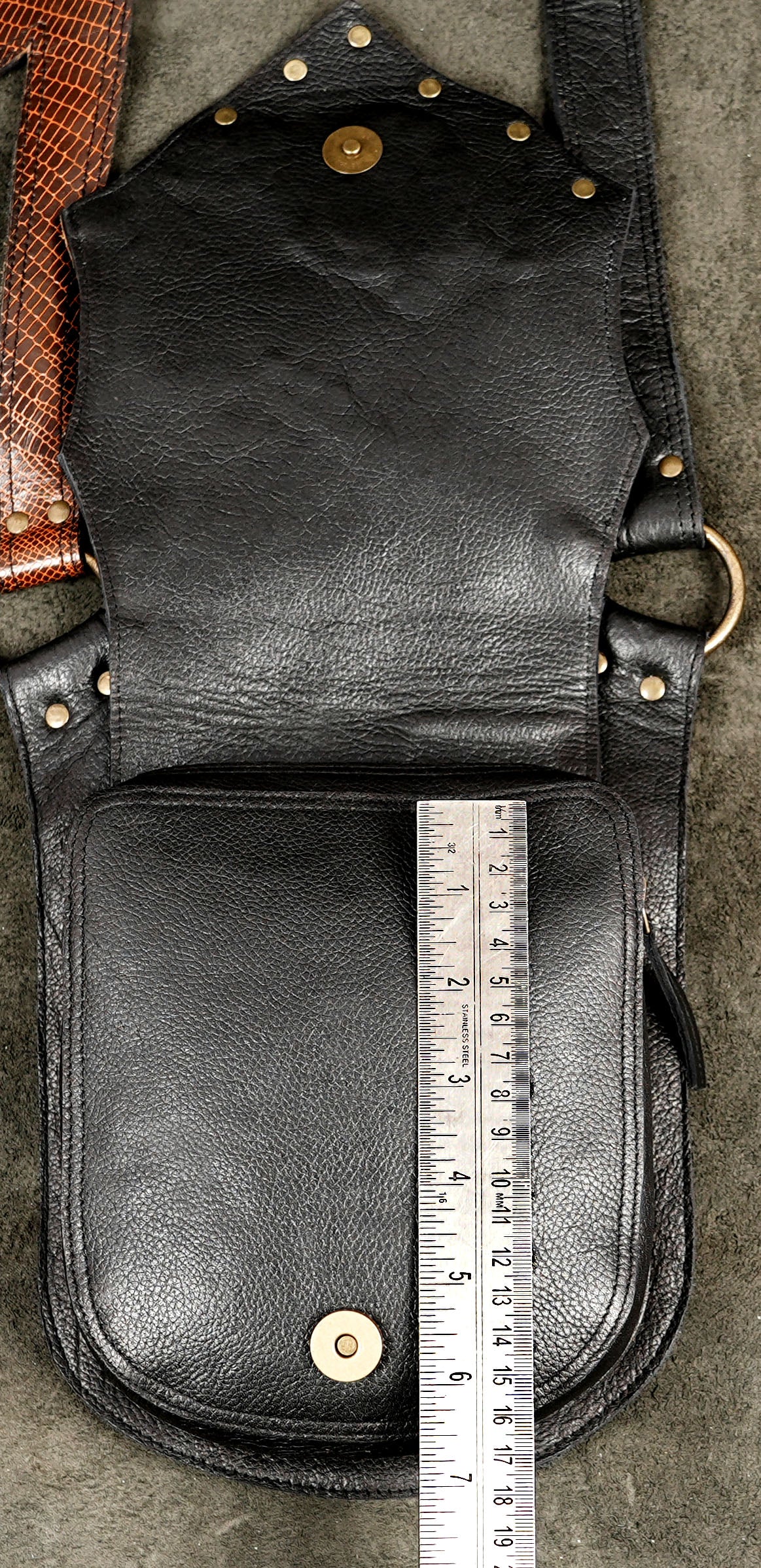 Cosplay body harness with tan and black leather mix