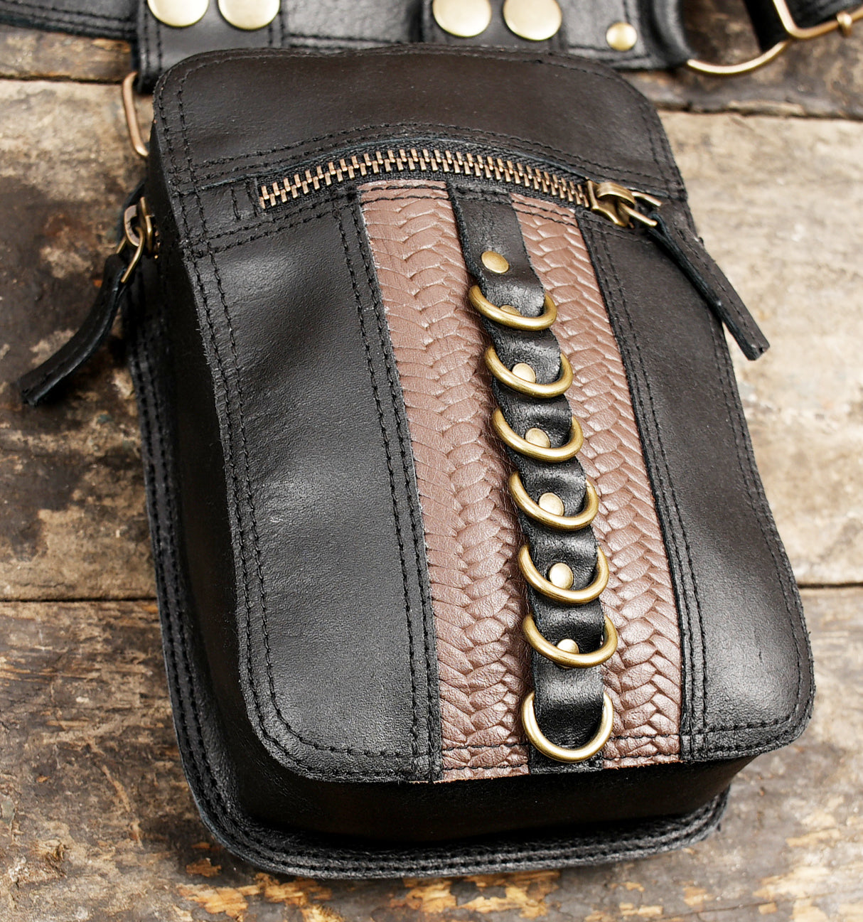 Steampunk Leather Utility Holster Bag | Dual Pocket Harness Belt | Adjustable Crossbody Festival & Travel Pouch for Men & Women