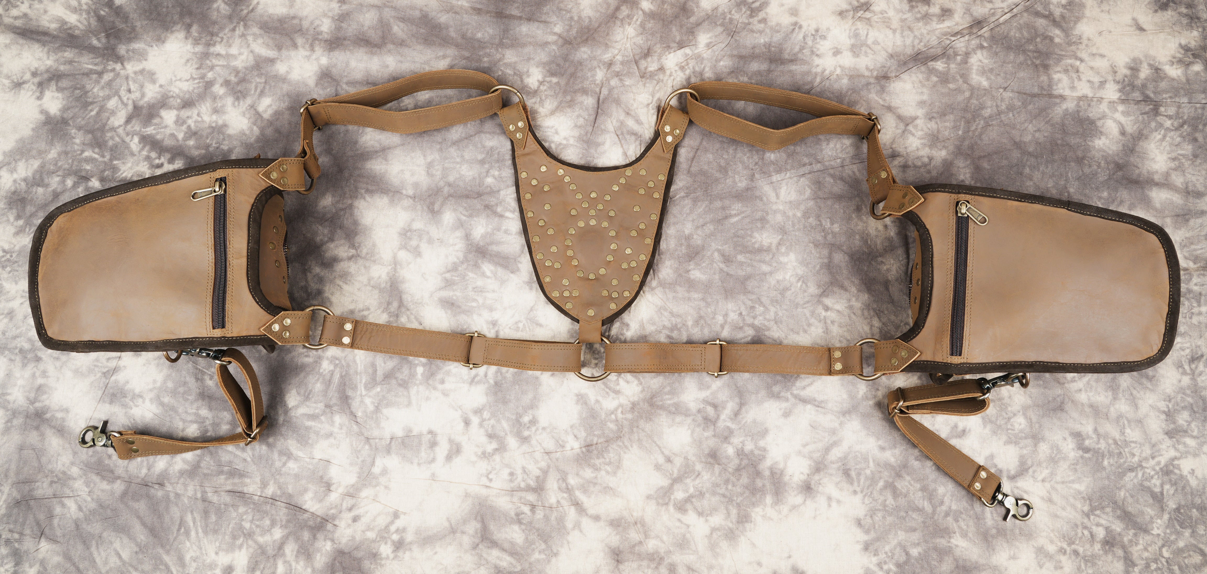 Leather Holster Bag, Burning Man Leather Holster, Festival Belt, Pocket Holster, Steampunk Utility Holster Bag