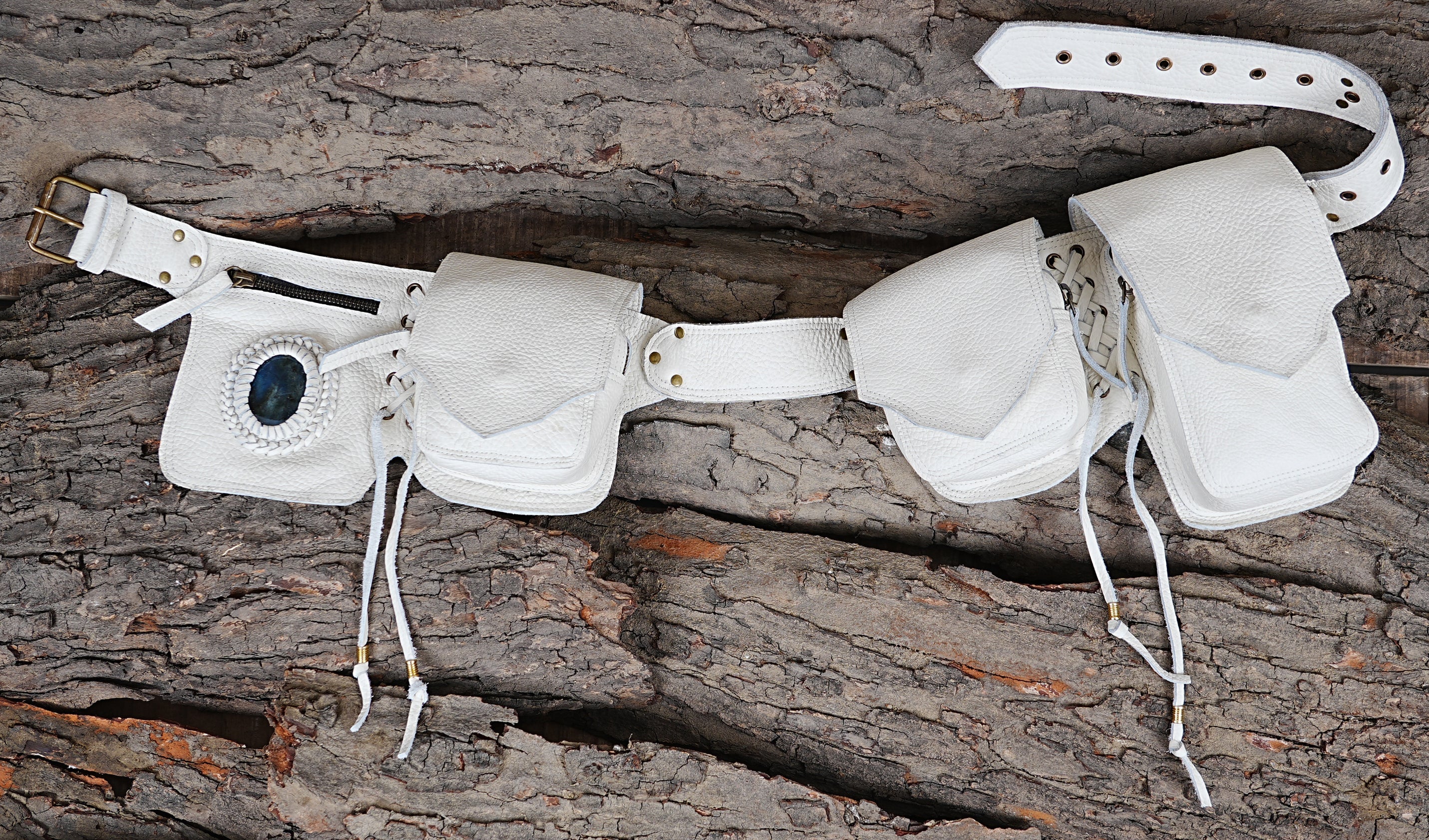 Black leather utility belt handmade