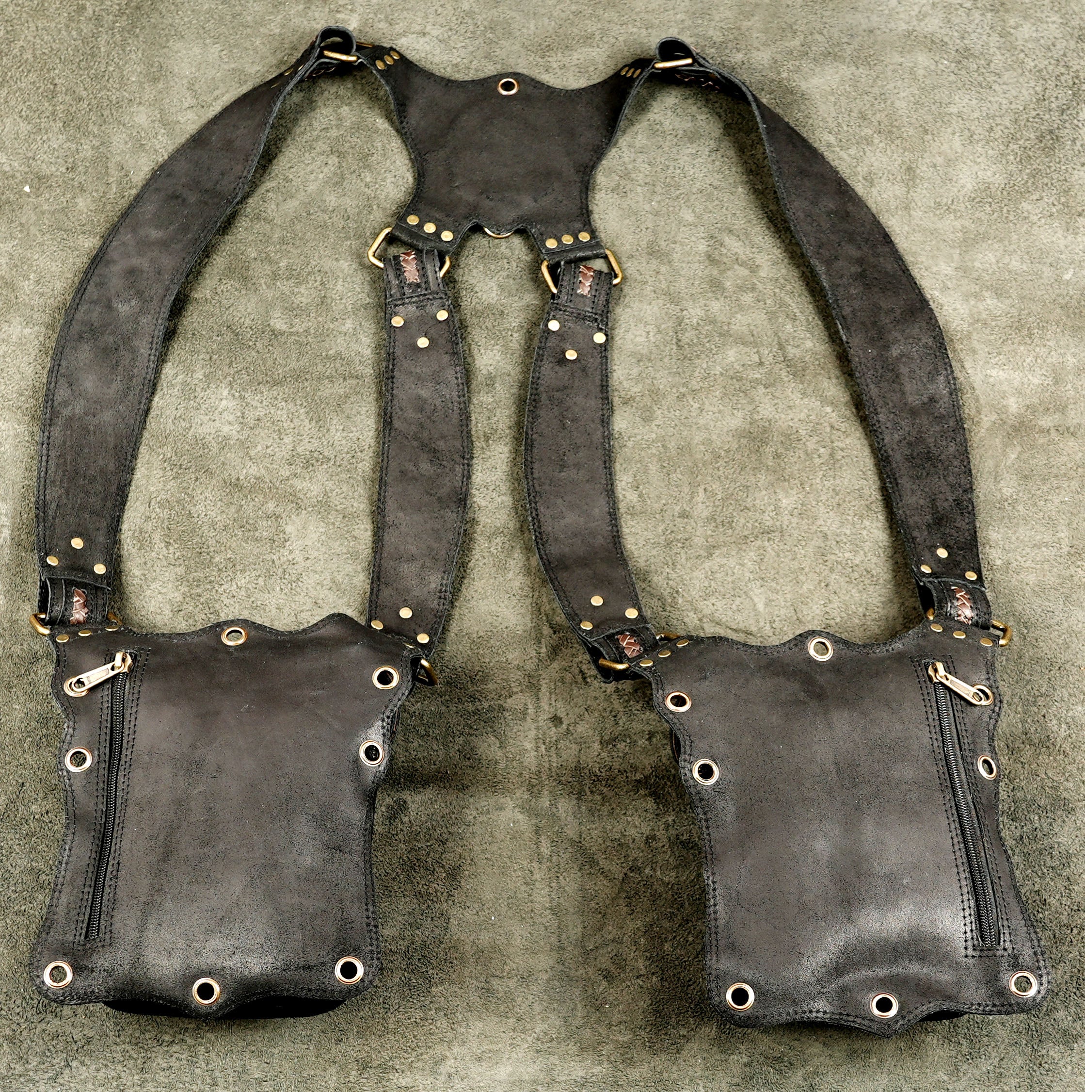 Handmade Leather Shoulder Bag with Antique Brass