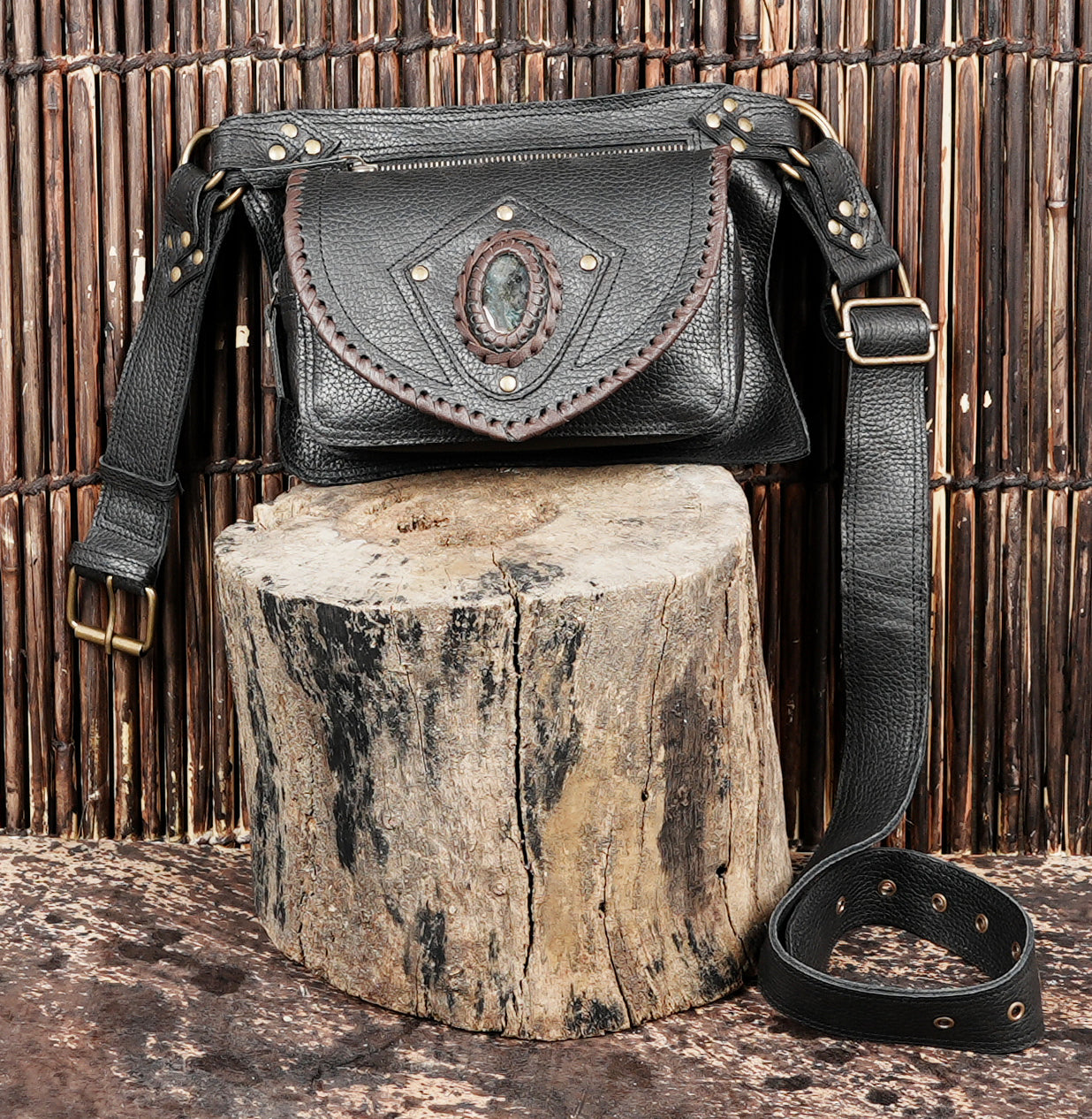 Leather waist belt pouch for travel and everyday use