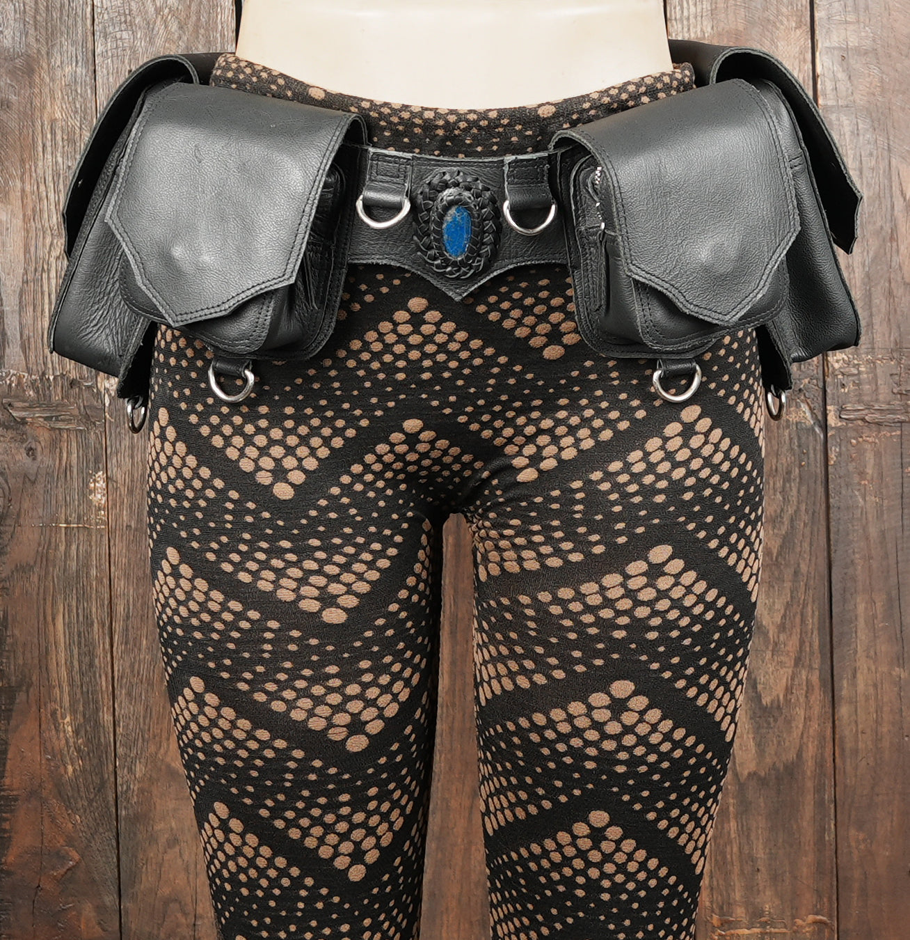 Leather waist belt accessory with stone detail