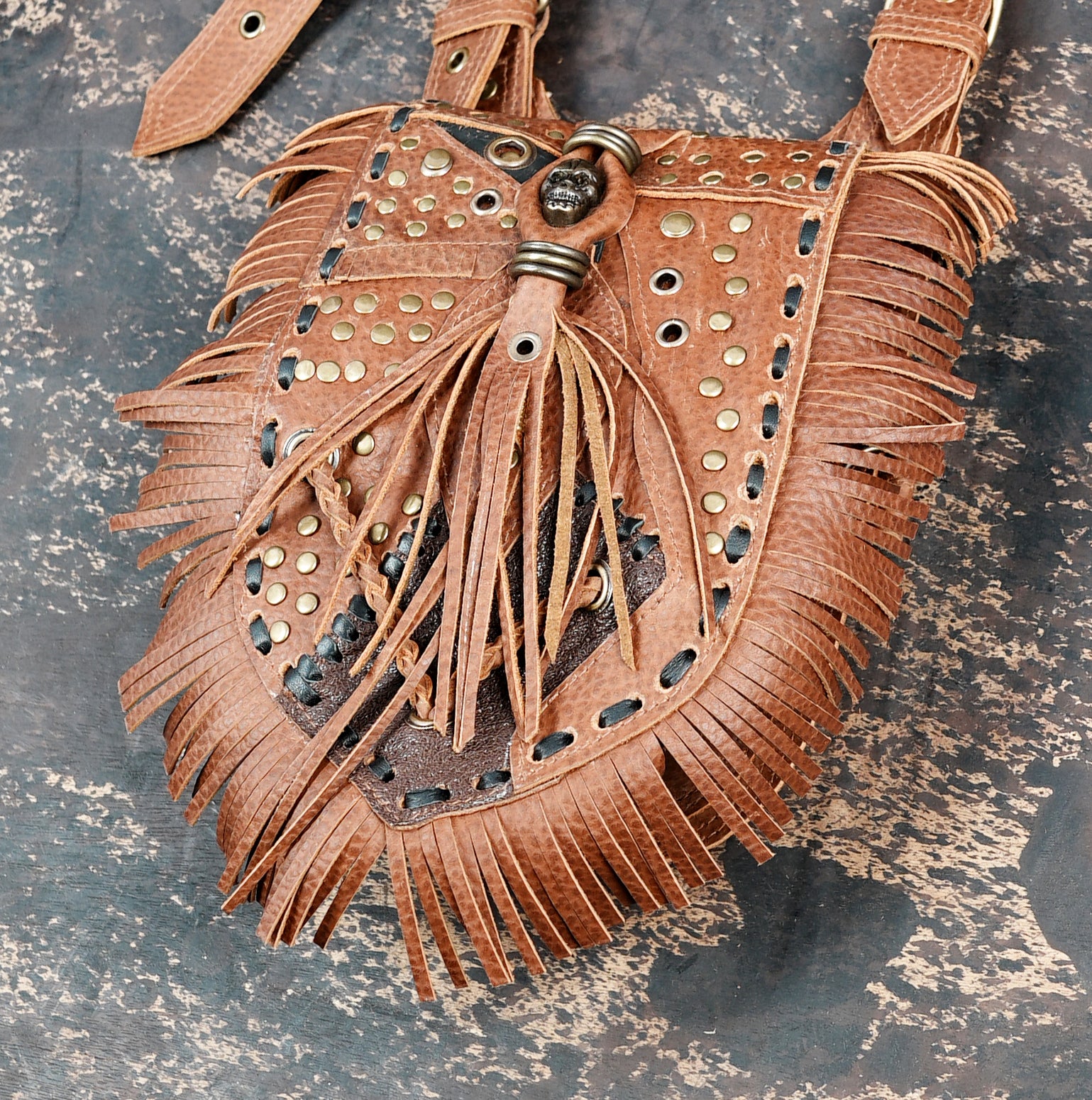 Adjustable leather shoulder holster with handcrafted stitching