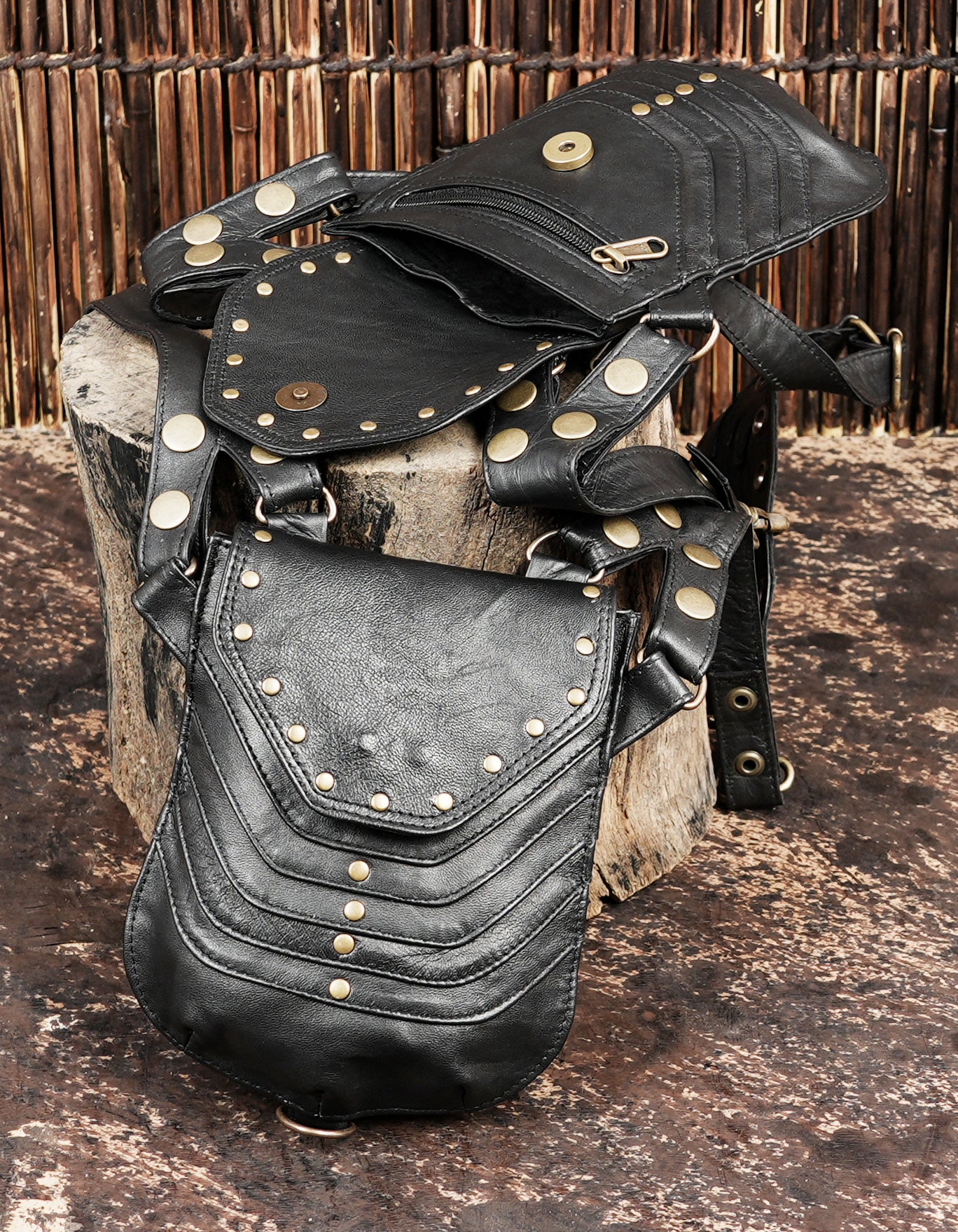 Handcrafted Leather Shoulder Holster with Dual Utility Pouches || Unisex Leather Shoulder Holster Bag with Dual Pockets (LT/AB/HLS/6107)