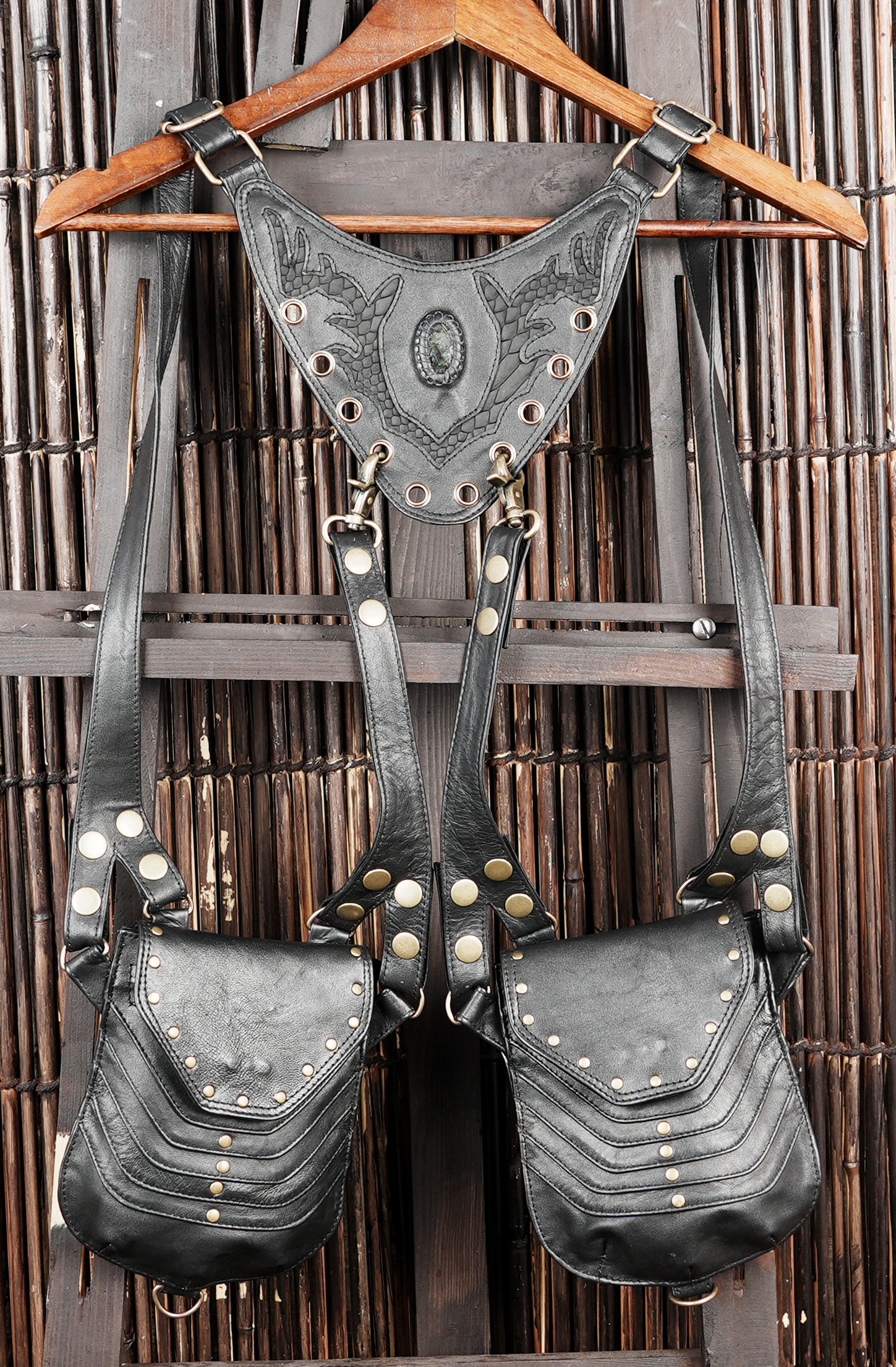 Artisan leather shoulder holster with strong stitching