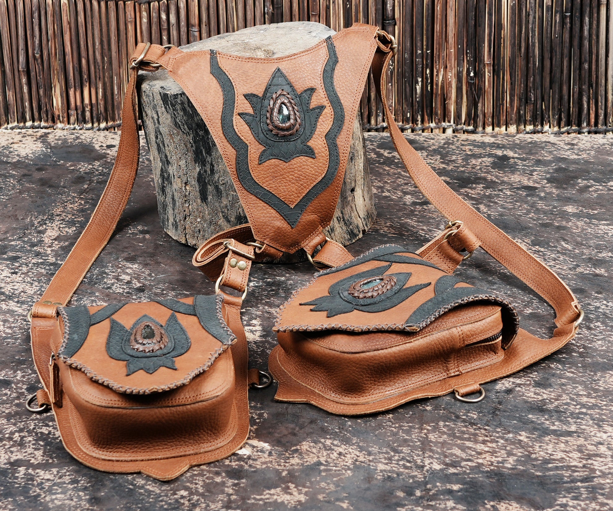 Double pouch leather holster belt for hands free utility