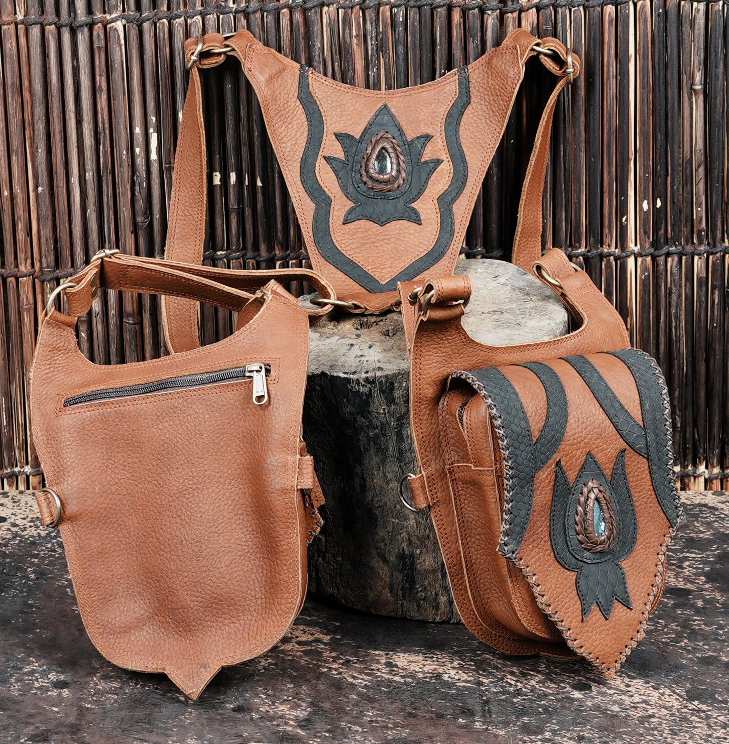 Handmade Leather Shoulder Holster with Dual Utility Pouches For Unisex || Brown Leather Utility Shoulder Holster for Daily Use (LT/AB/HLS/6123)