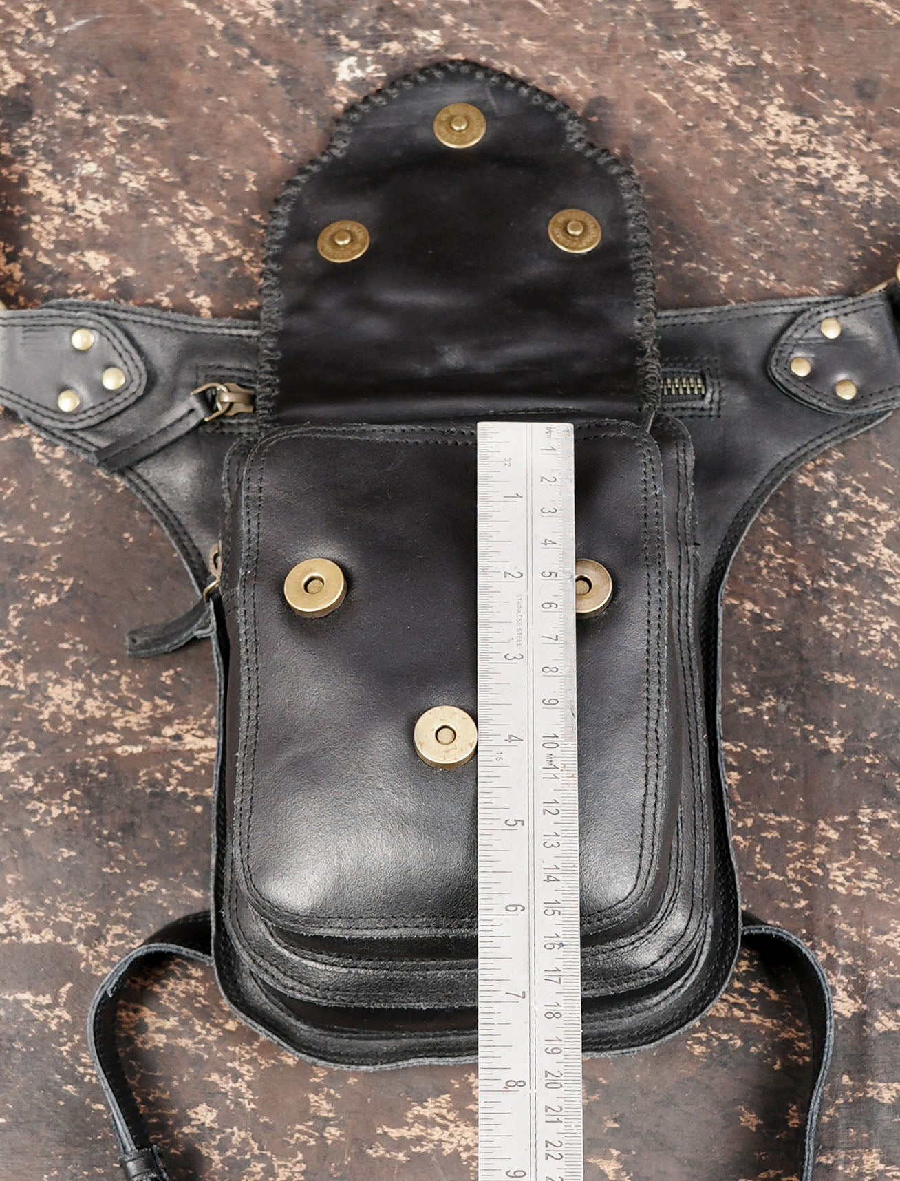 Handmade leather waist thigh holster belt with secure buckle closure
