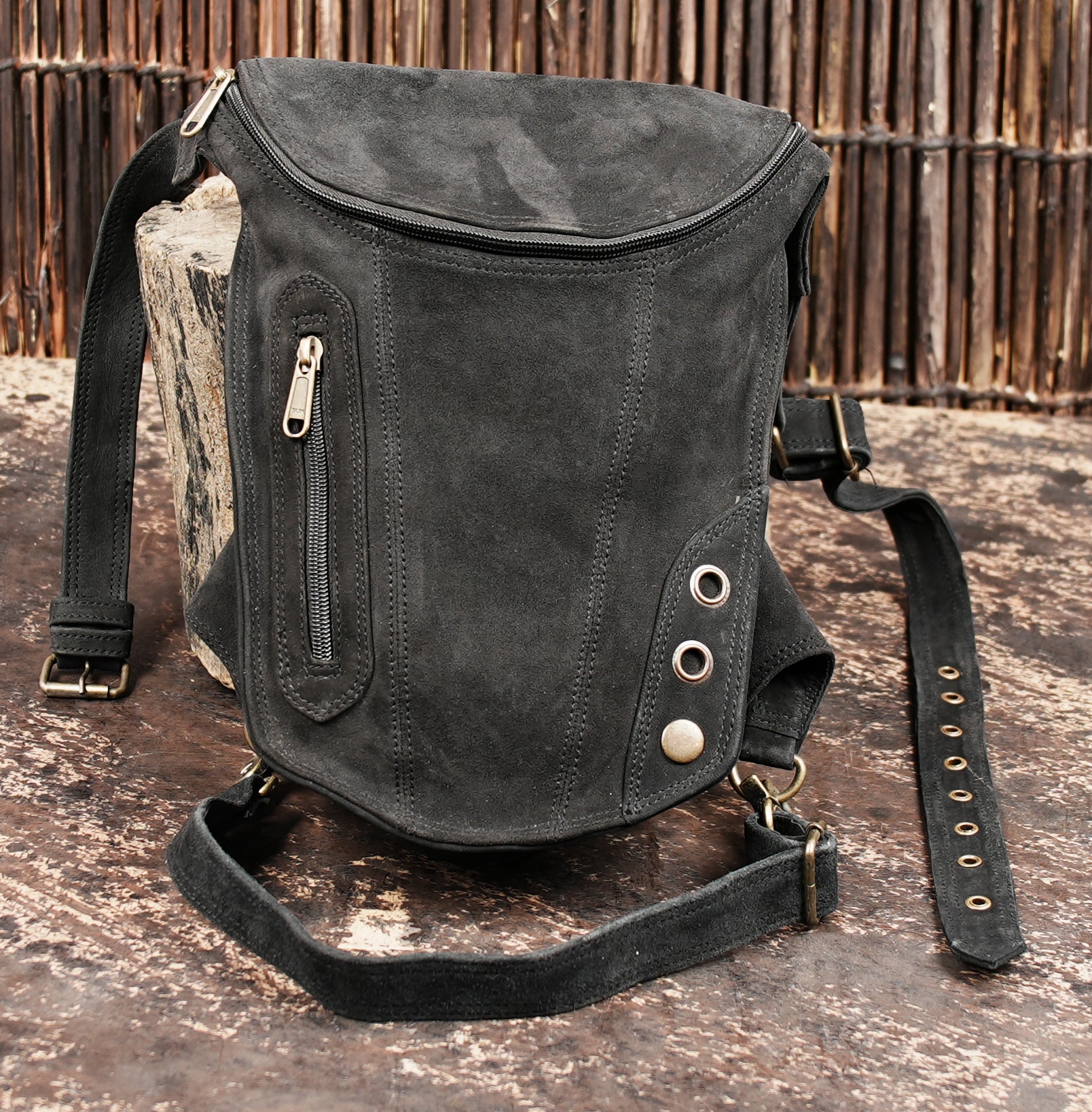 Handcrafted Leather Waist Thigh Belt with Utility Zipper Pouch || Leather Utility Waist Thigh Belt for Travel and Biking (LT/AB/WBTS/6007)