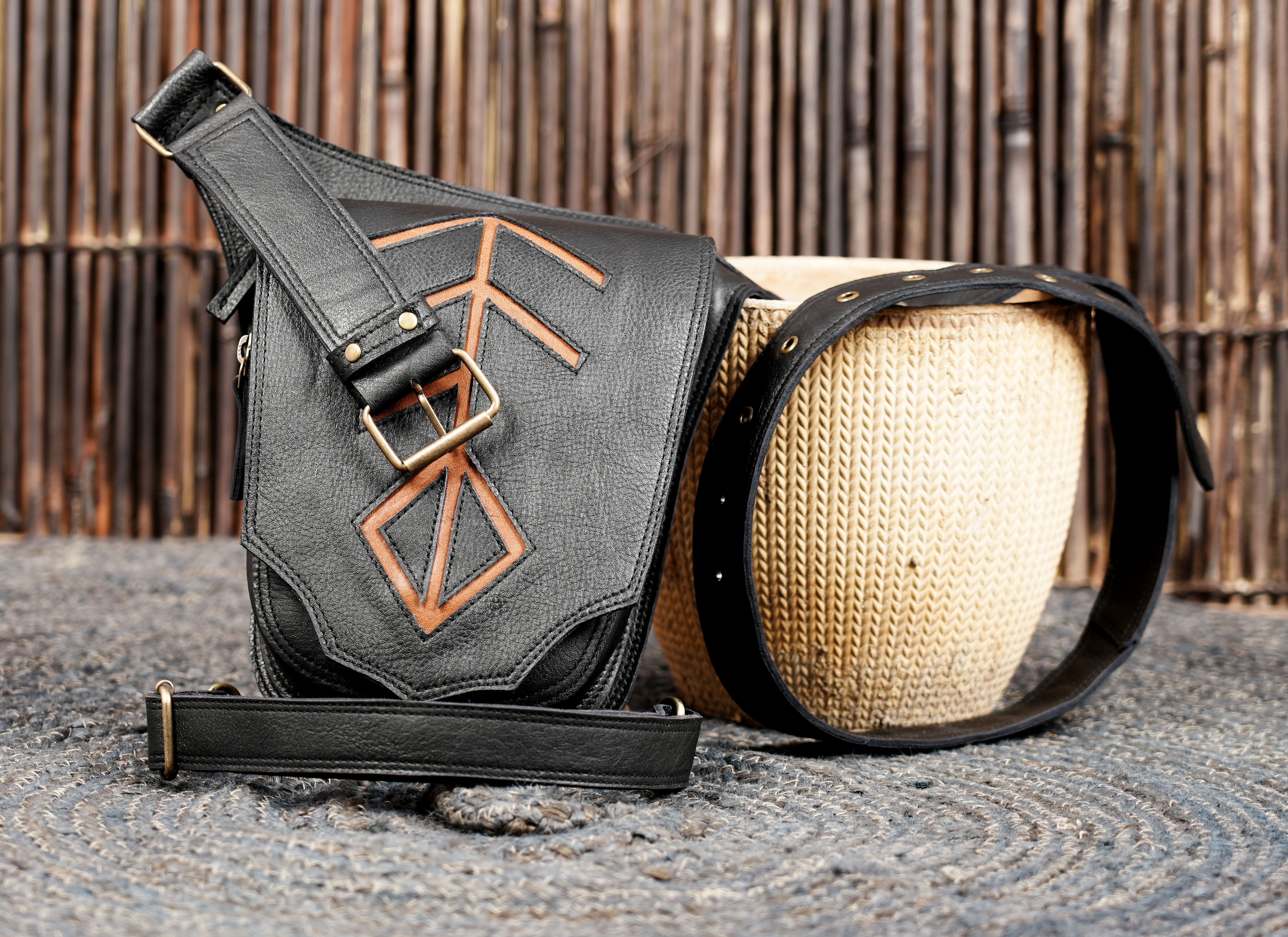 Handmade leather waist thigh belt with strong stitching