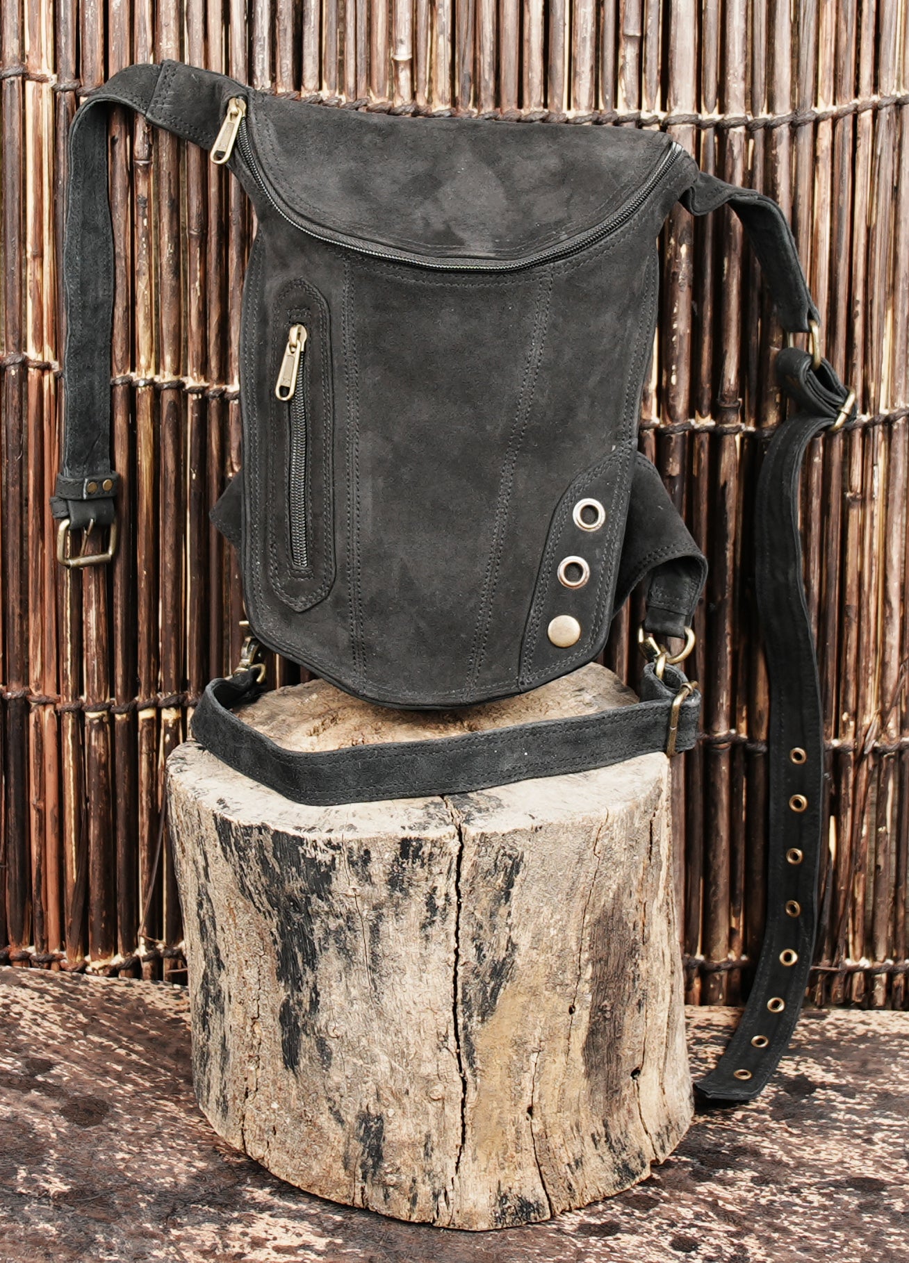 Minimal leather waist thigh belt with smooth finish