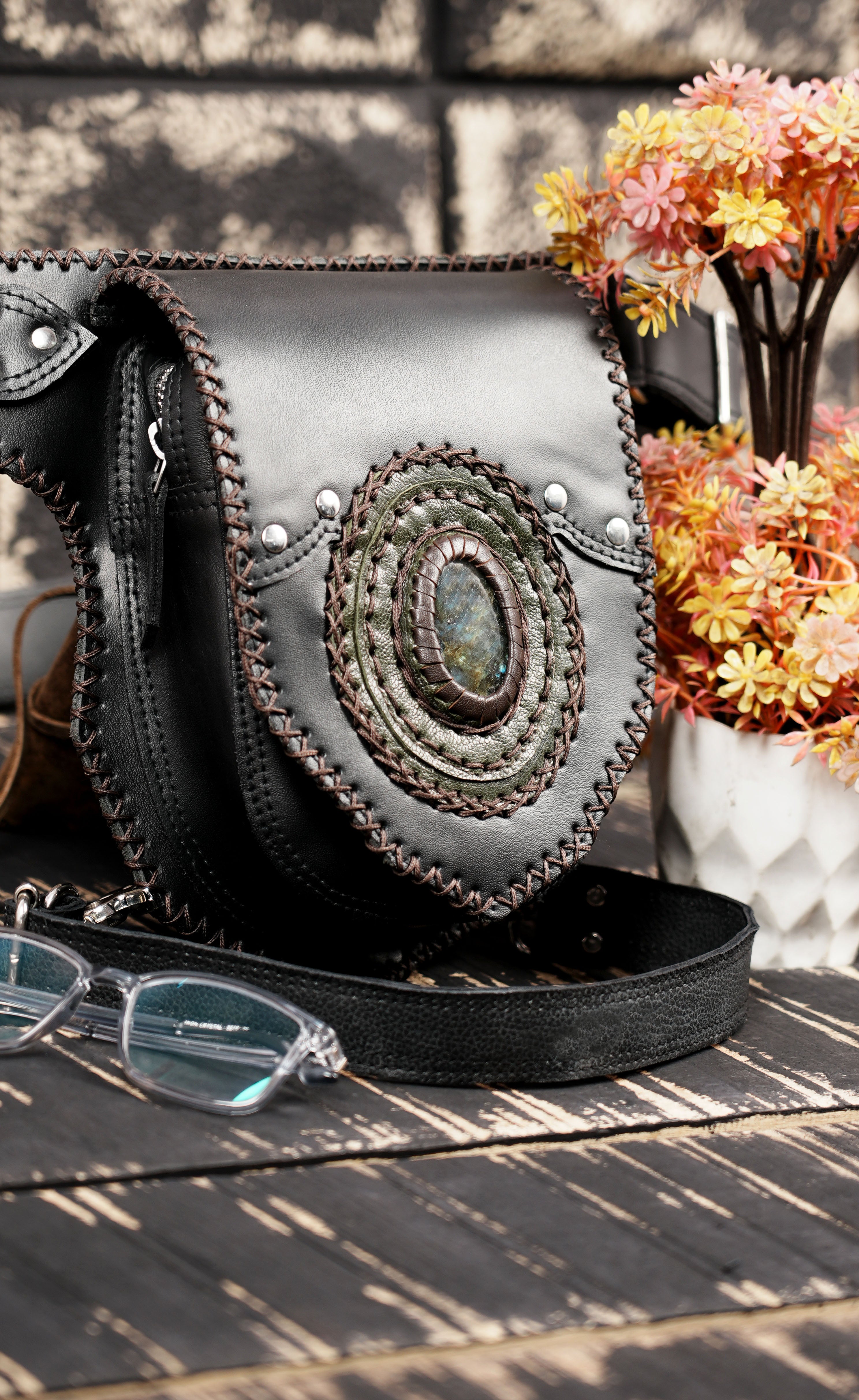 Premium leather waist thigh belt with hand-stitched edges