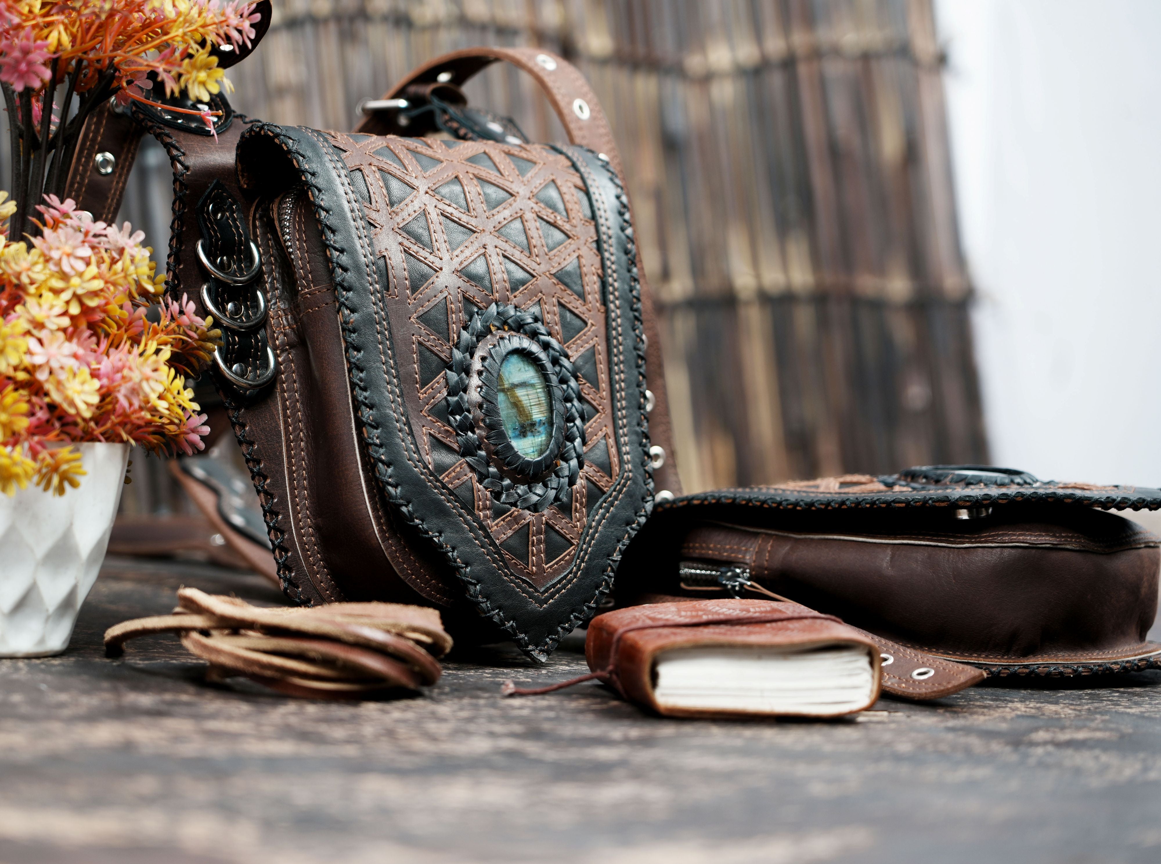 Adjustable leather shoulder holster crafted from genuine brown leather