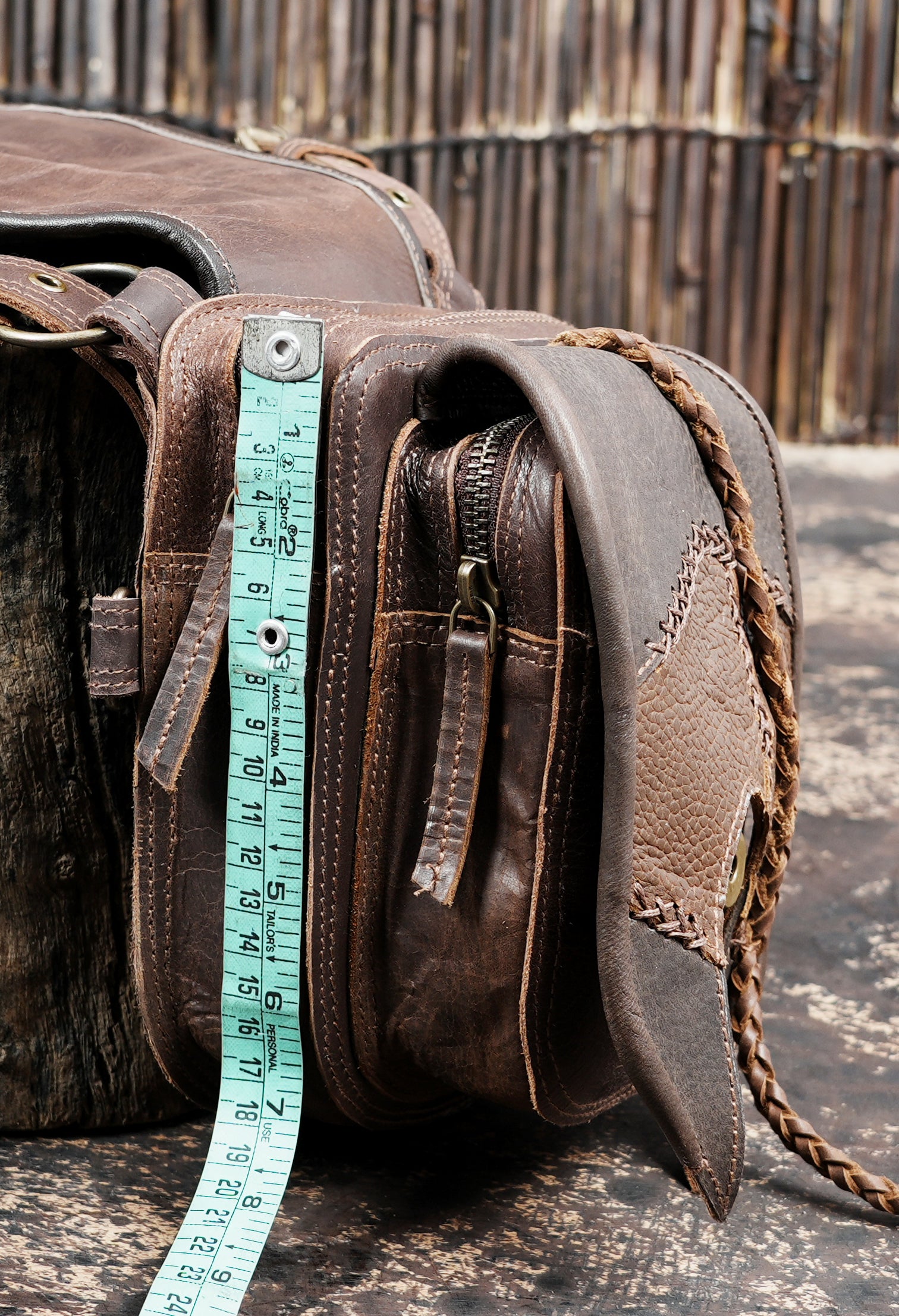 Handcrafted Leather Shoulder Holster with Dual Utility Pouches || Tribal Style Leather Shoulder Holster with Stone and Braided Detail (LT/AB/HLS/6158)