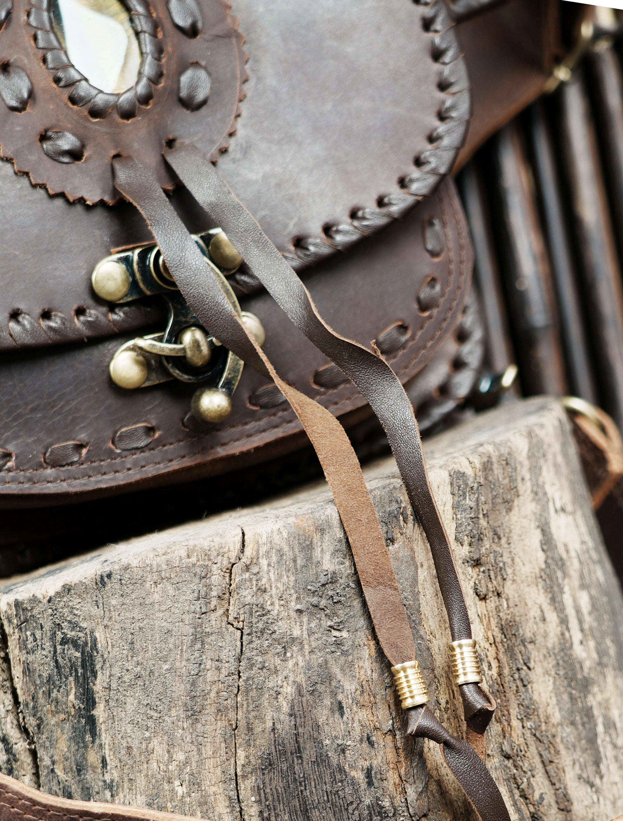 Handmade leather waist thigh belt with front pouch || Brown leather thigh belt bag with front flap pouch (LT/AB/WBTS/6045)