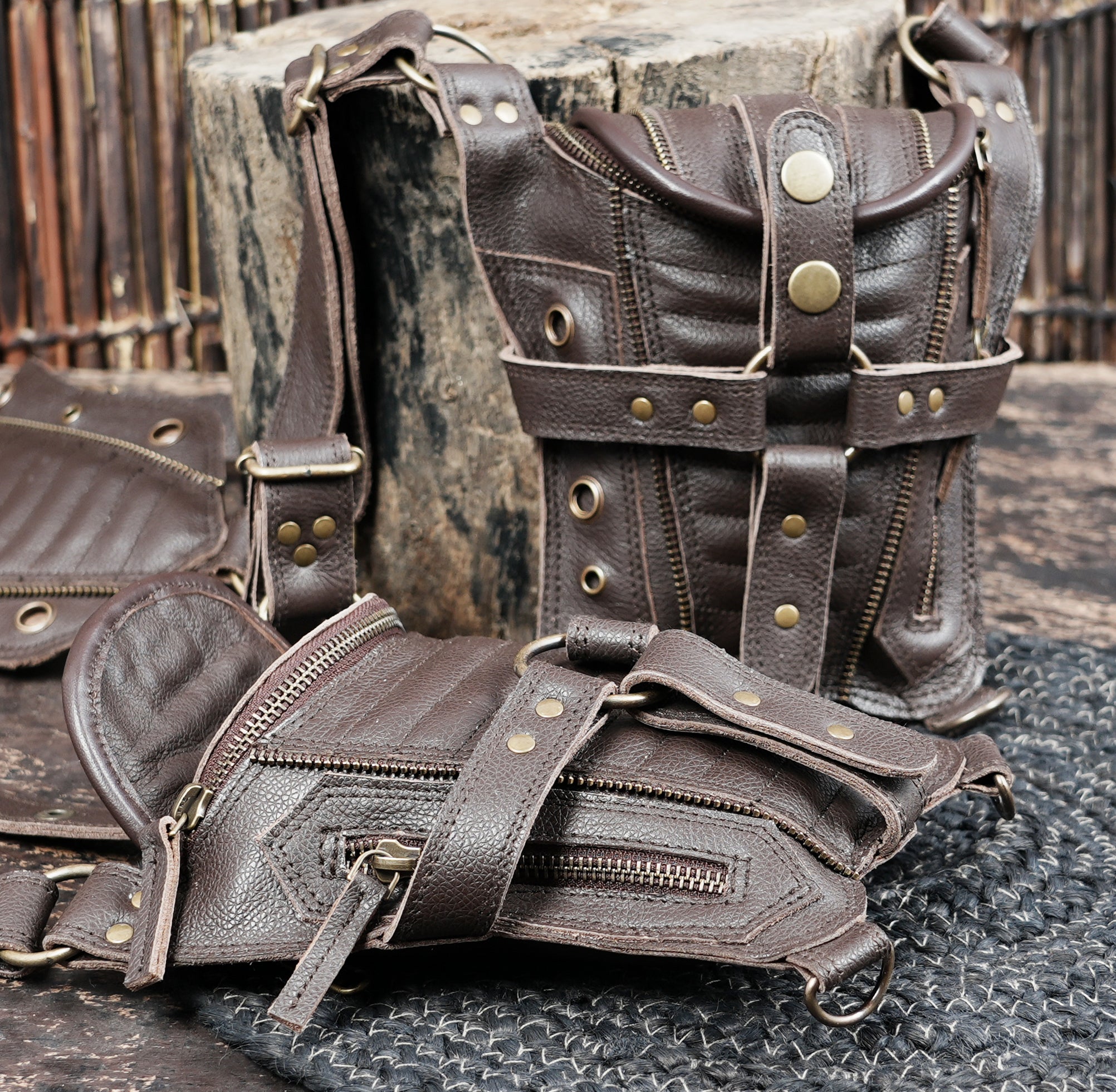 Handmade Leather Shoulder Holster with Dual Zipper Pouches || Handcrafted Leather Shoulder Holster with Metal Hardware (LT/AB/HLS/6124)