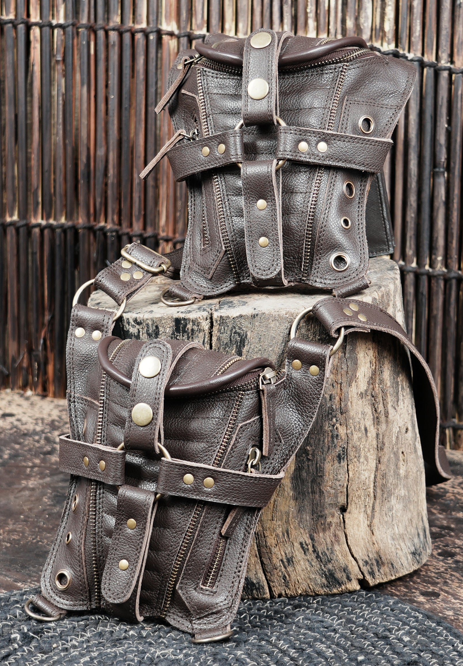 Handmade Leather Shoulder Holster with Dual Zipper Pouches || Handcrafted Leather Shoulder Holster with Metal Hardware (LT/AB/HLS/6124)