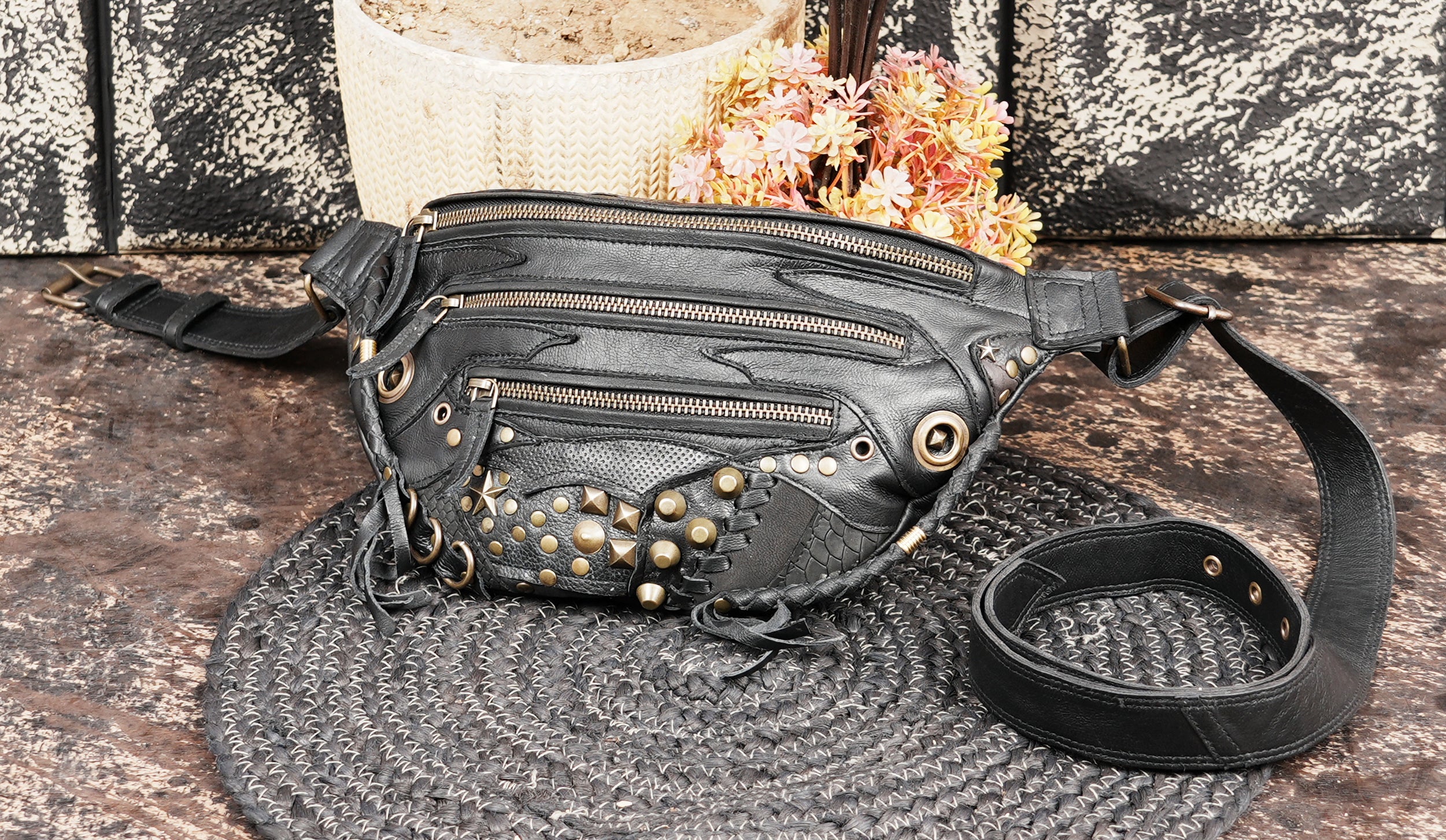 Festival leather shoulder belt bag for cosplay travel and events