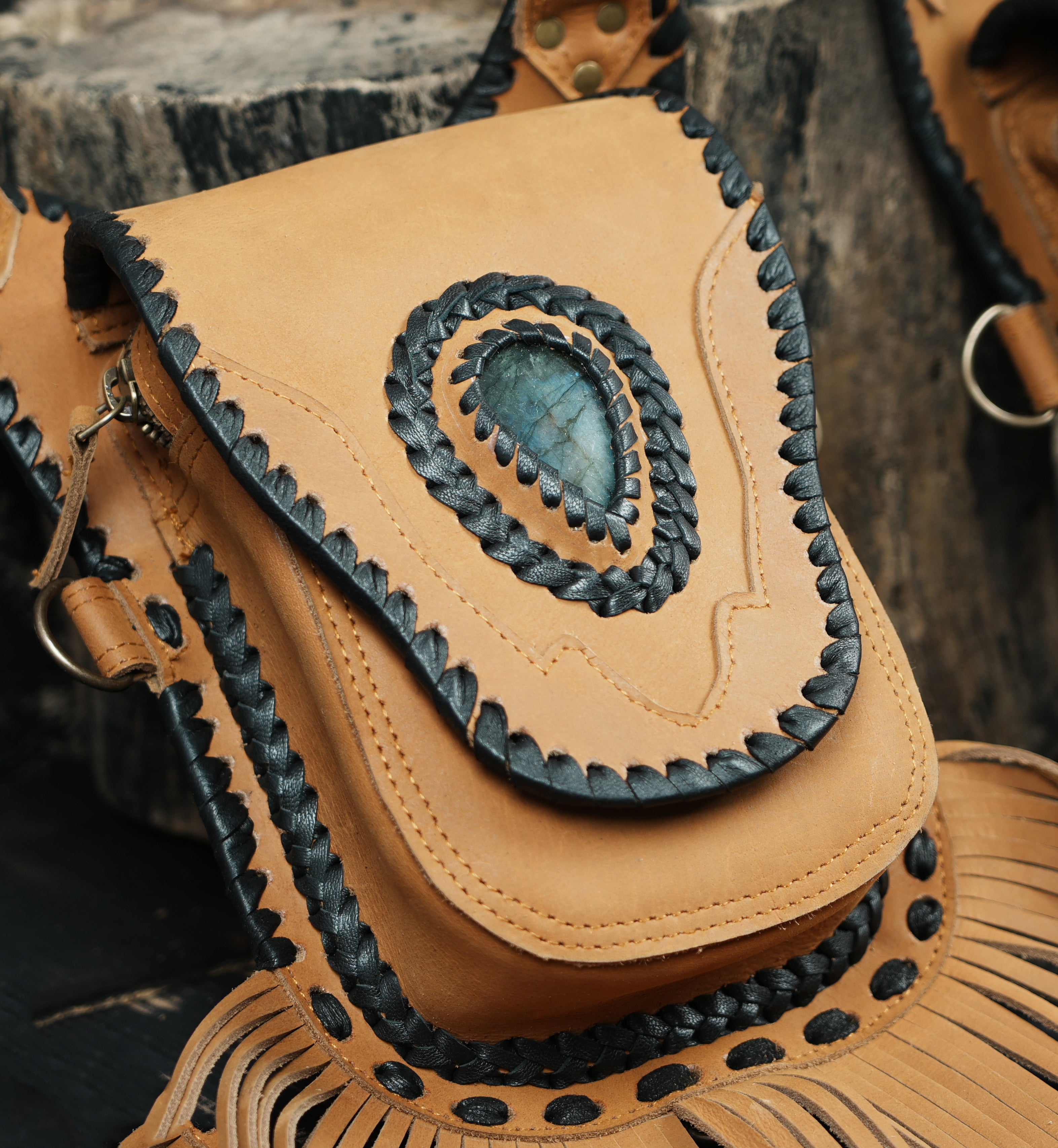 Unisex leather shoulder holster bag for phone wallet and essentials