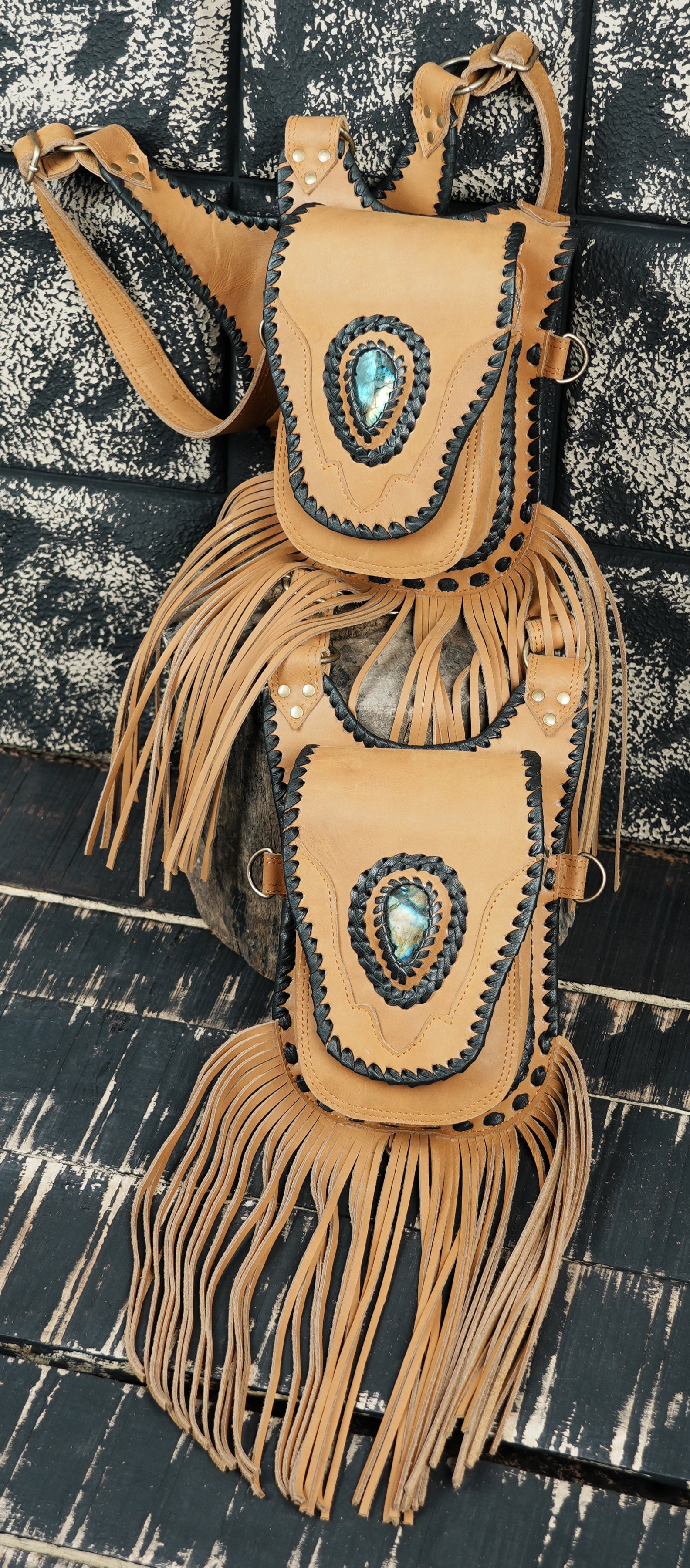 Festival wear leather shoulder holster with adjustable buckles