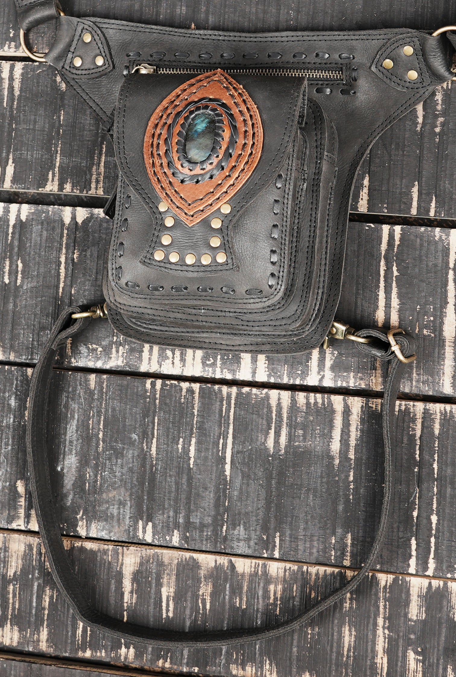 Genuine leather waist thigh belt with adjustable straps