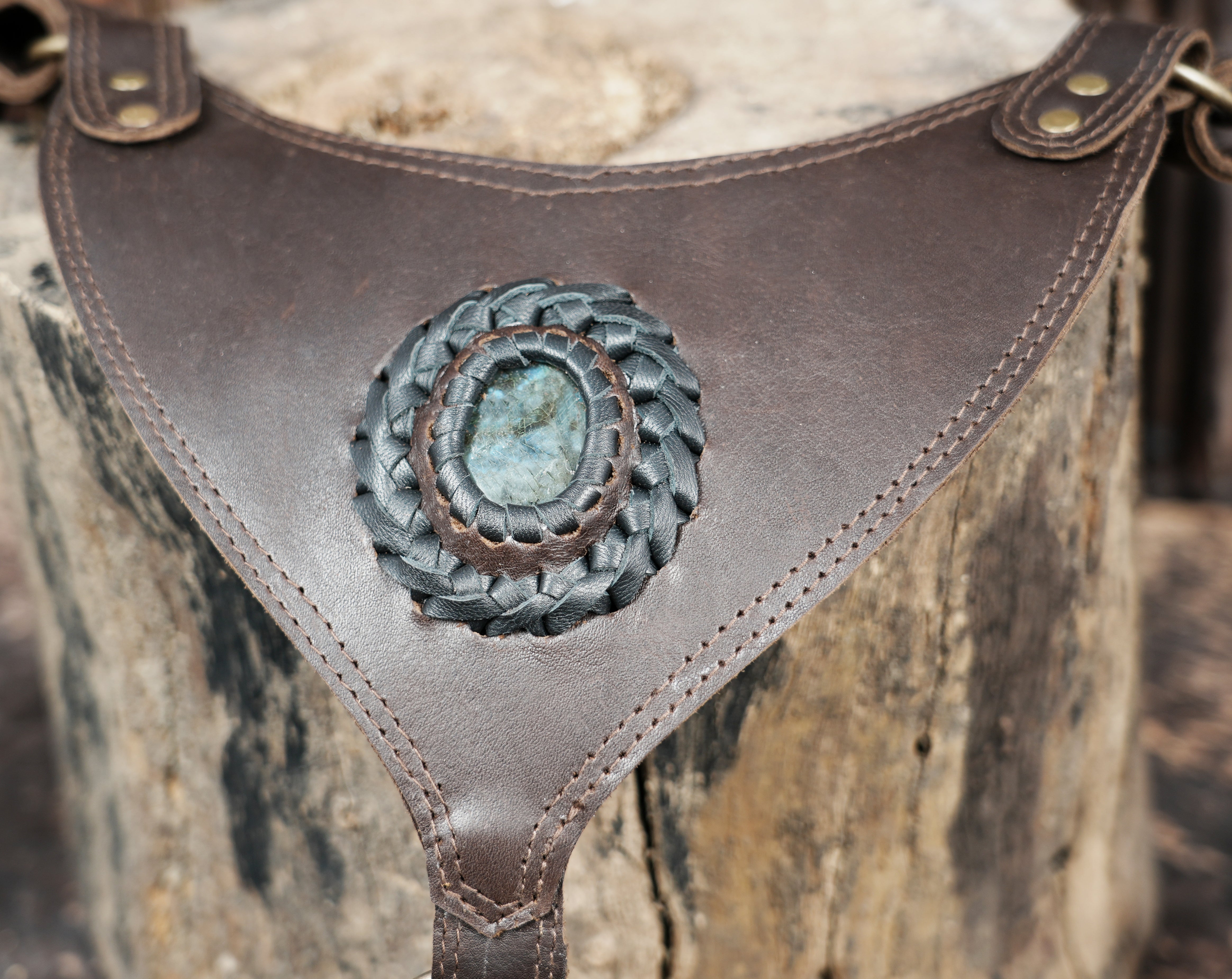 Handmade leather crossbody holster with zipper compartments