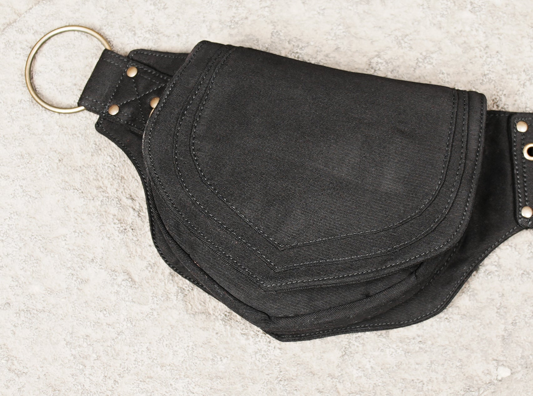 Handmade cotton waist belt bag with two front storage pockets