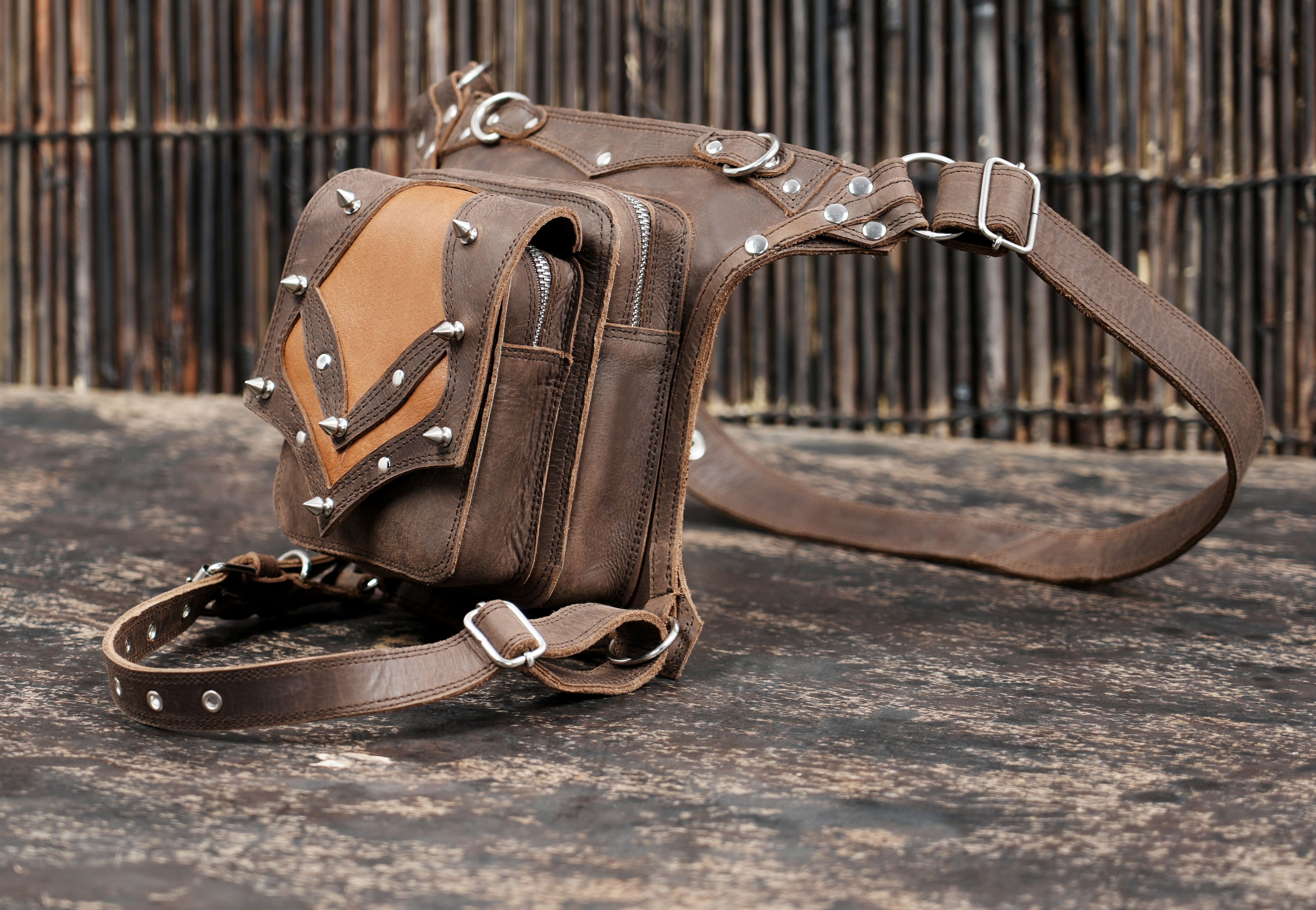 Premium leather waist thigh belt for hands free carry