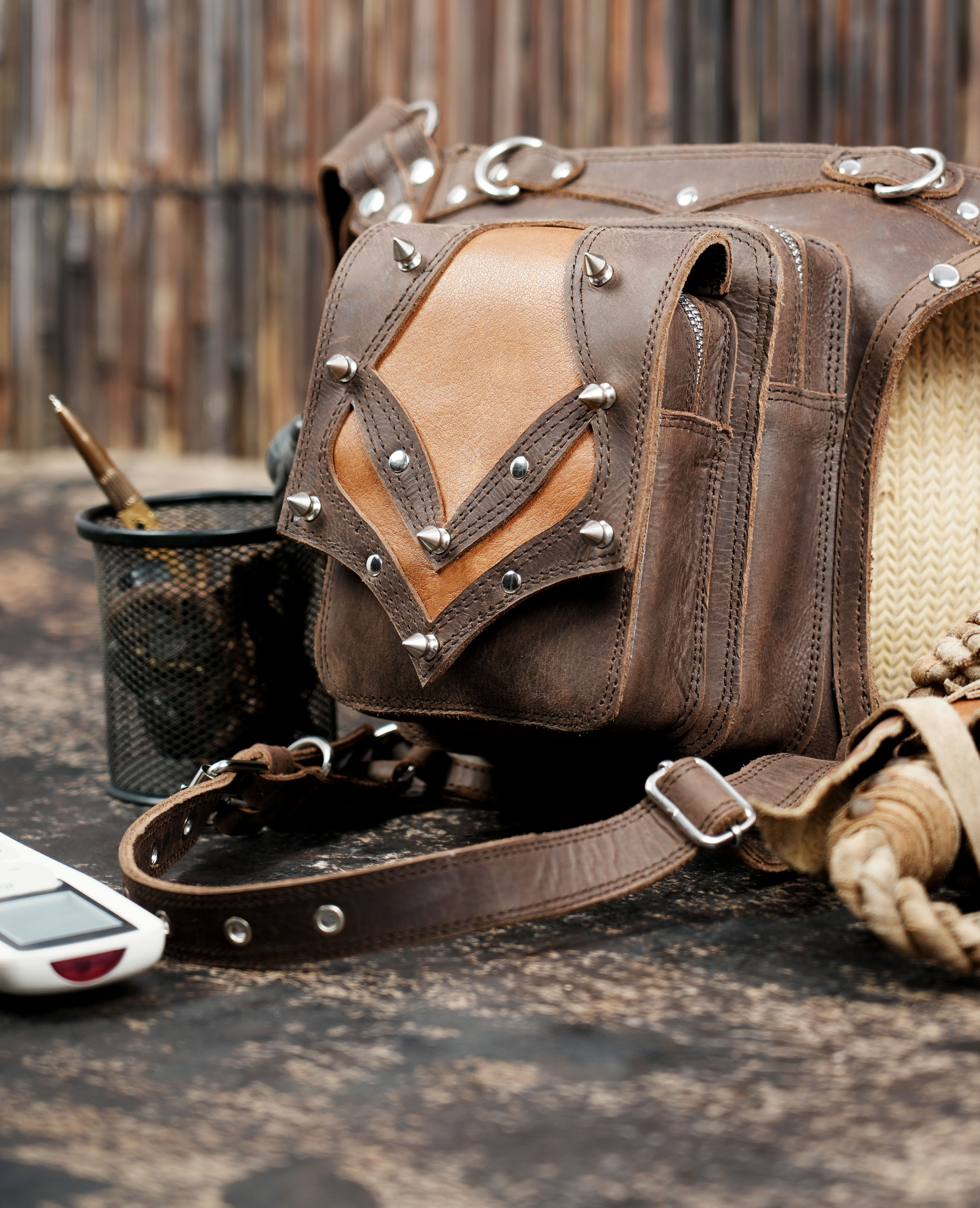 Handcrafted Brown Leather Waist Thigh Belt with Utility Pouch || Steampunk Leather Thigh Holster Belt with Utility Pouch (LT/NS/WBTS/6012)