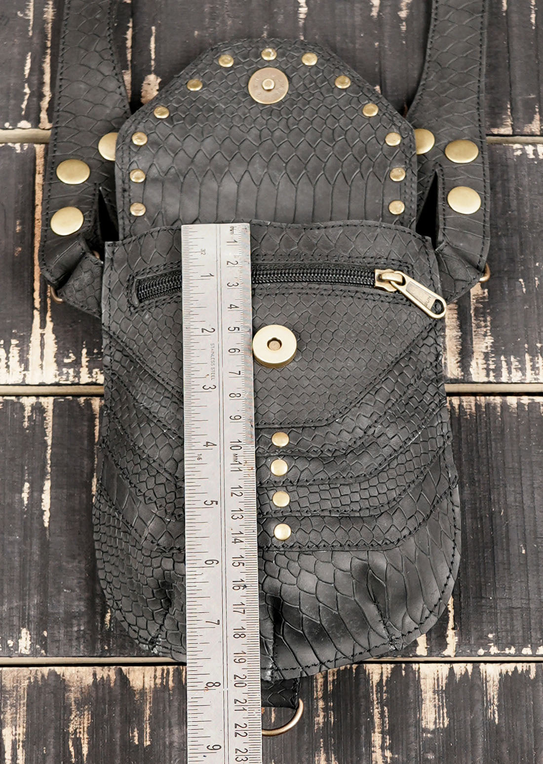 Festival-ready leather holster bag with durable leather and bold detailing