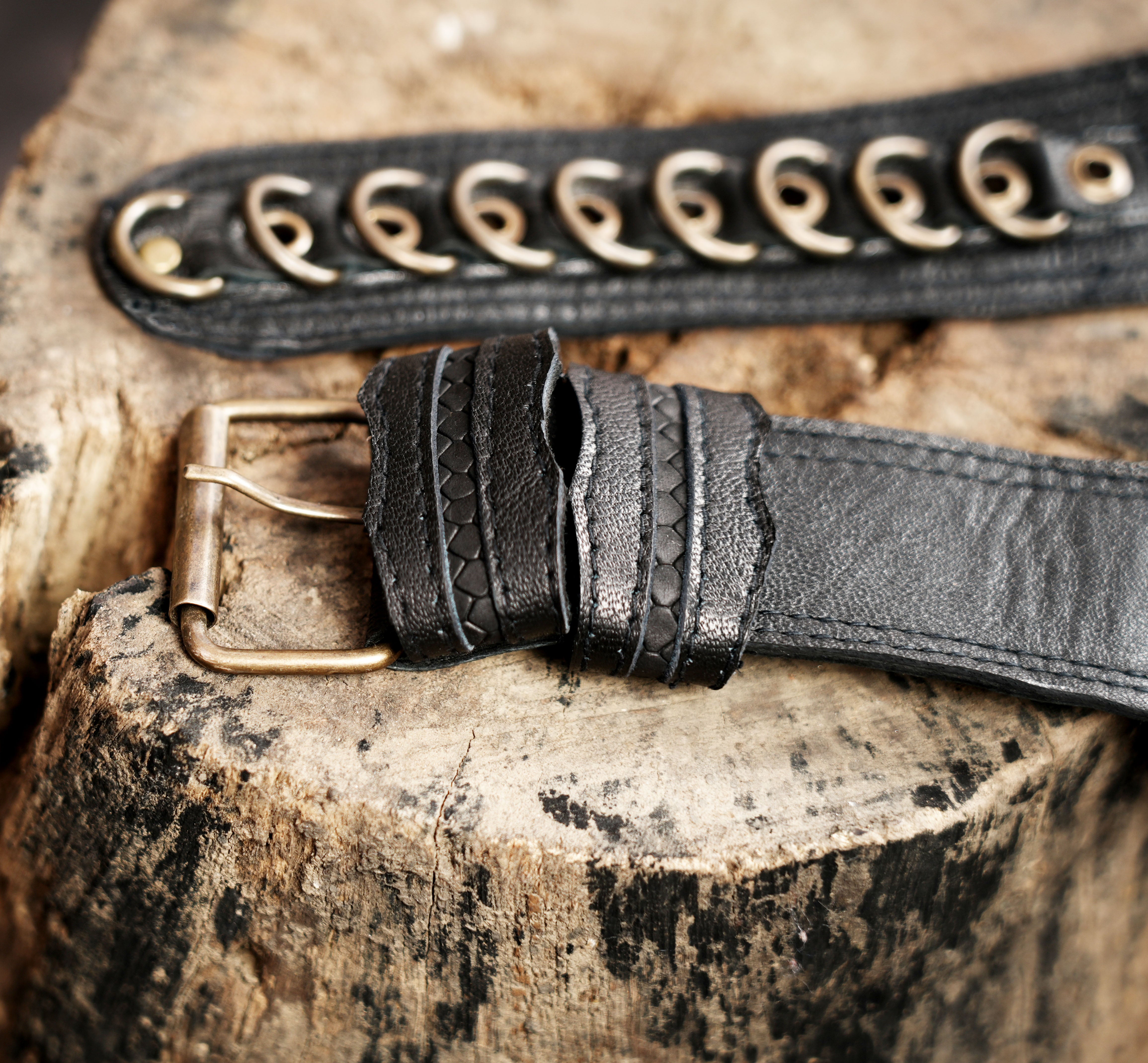 Gothic leather waist belt pouch for festivals and everyday wear