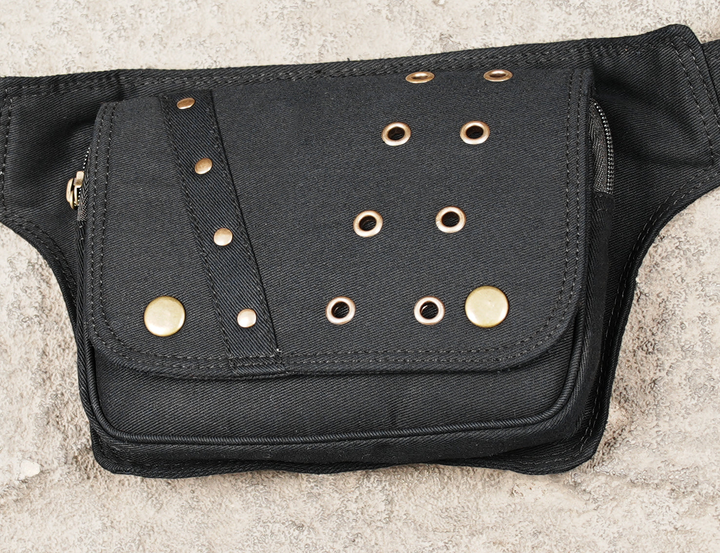 Handmade cotton waist belt bag with adjustable buckle strap