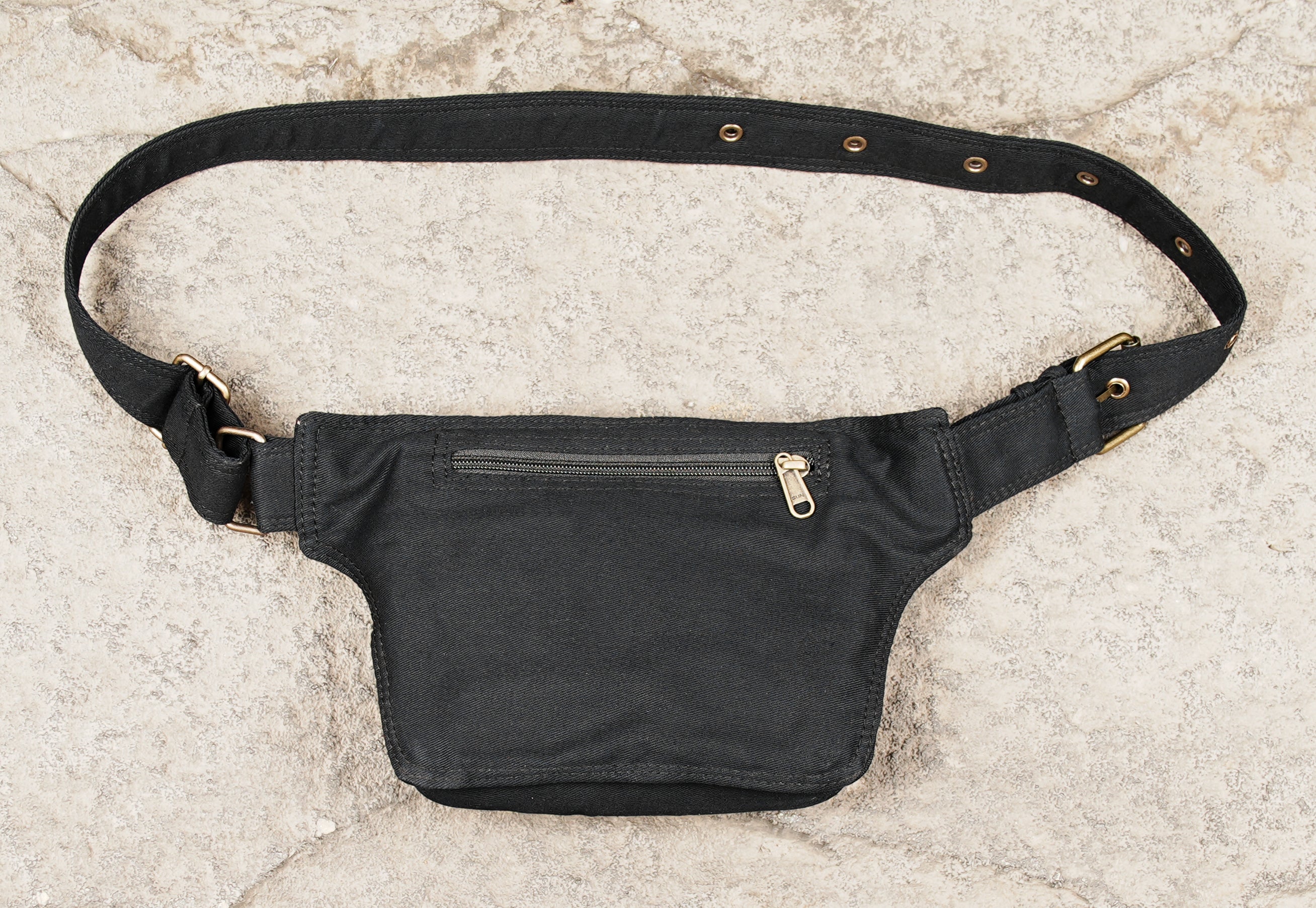Travel friendly cotton waist belt pouch with adjustable strap