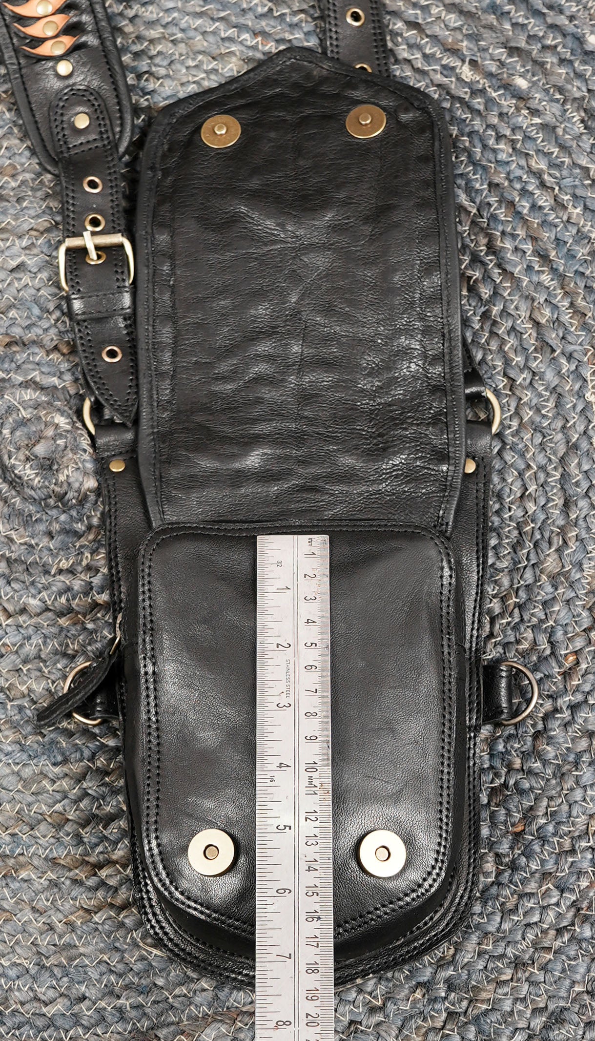 Handmade Black Leather Shoulder Holster with Dual Utility Pouches || Steampunk Black Leather Shoulder Holster with Dual Pockets (LT/AB/HLS/6053)