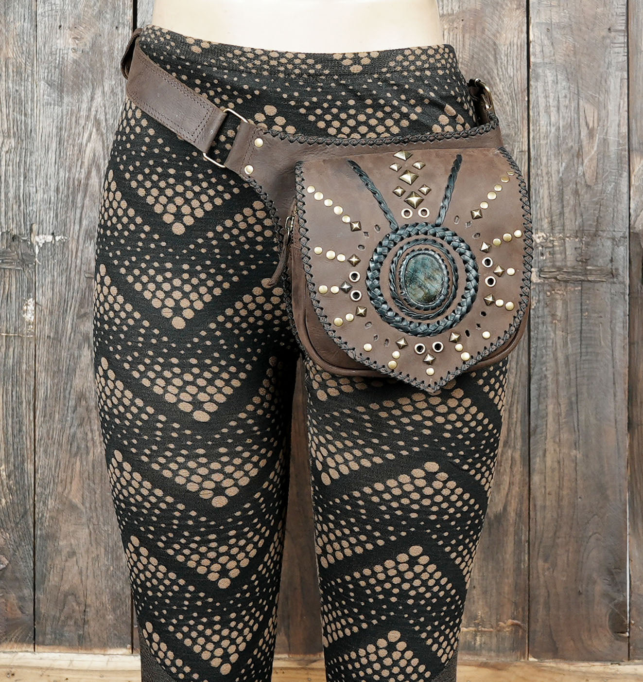 Leather waist belt bag for streetwear travel and festivals