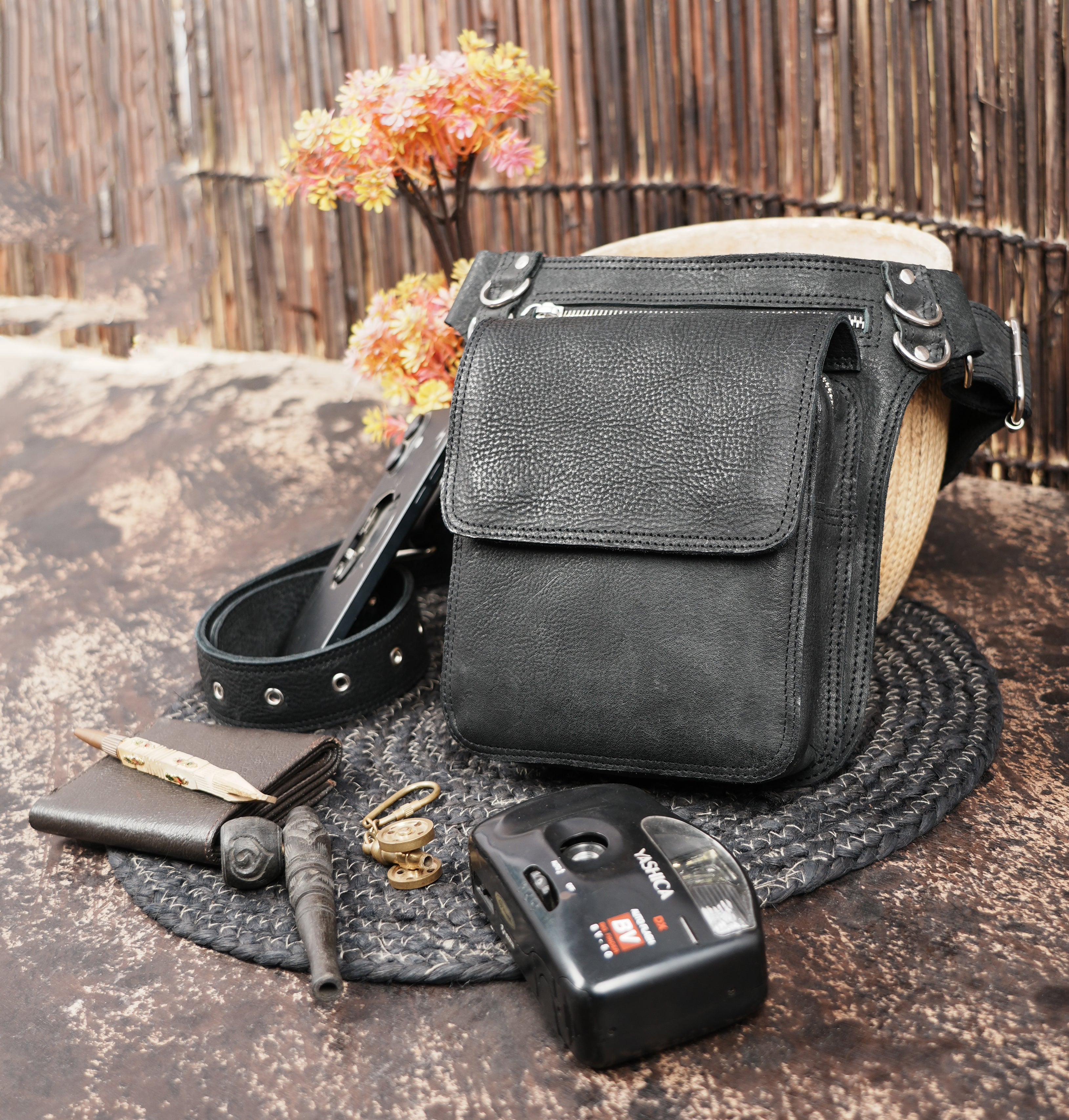 leather waist bag for phone and wallet