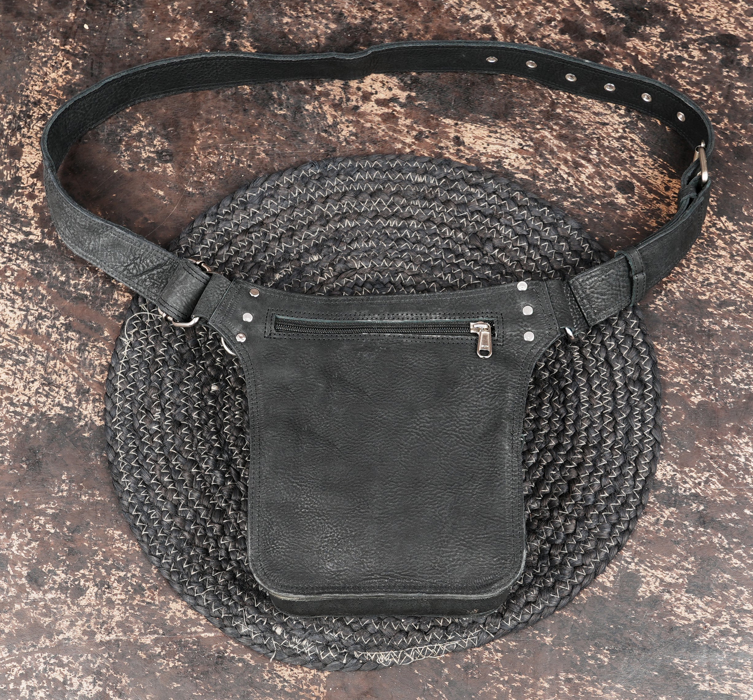 leather waist bag for biking and walking