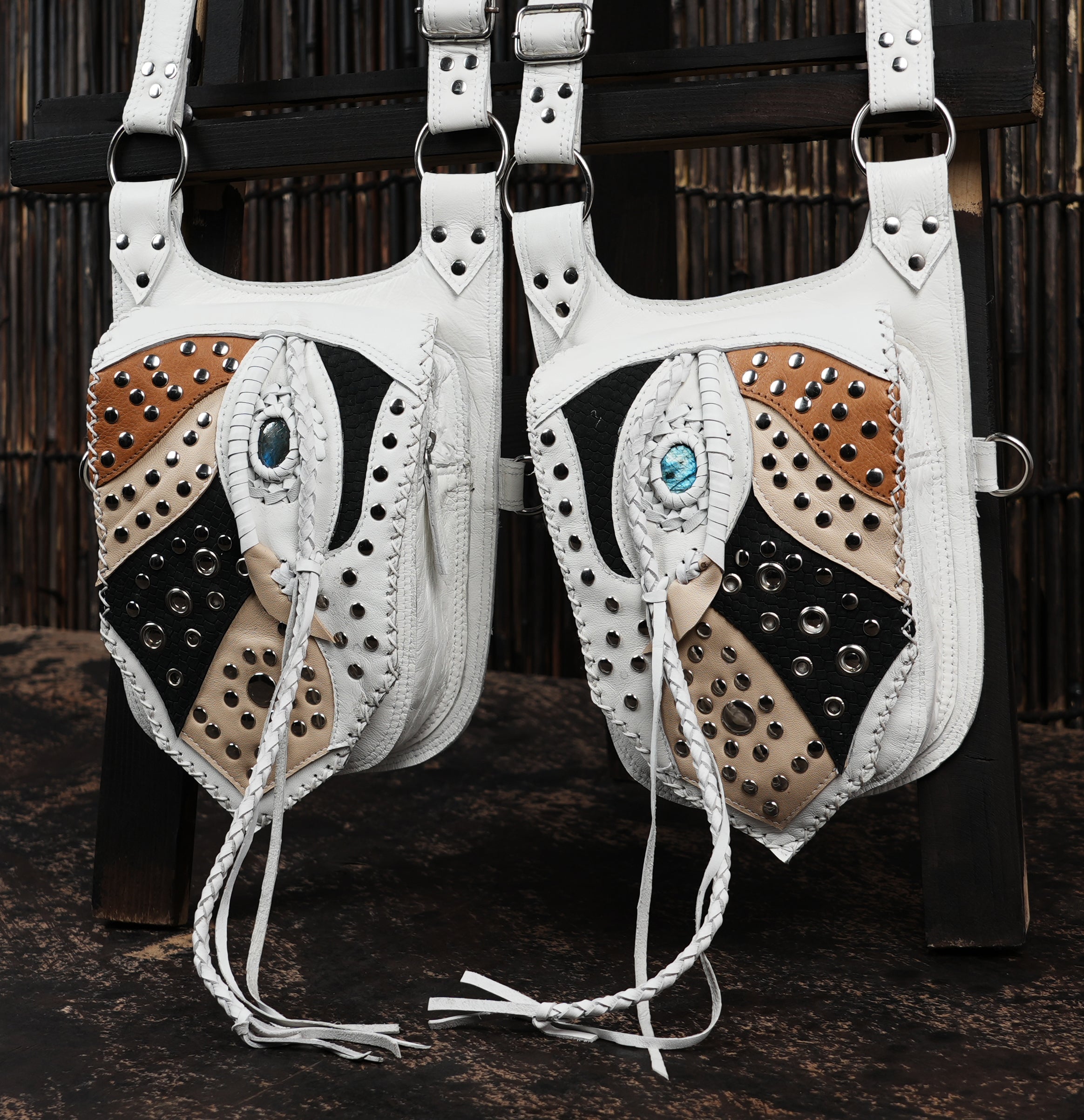 tribal leather harness bag