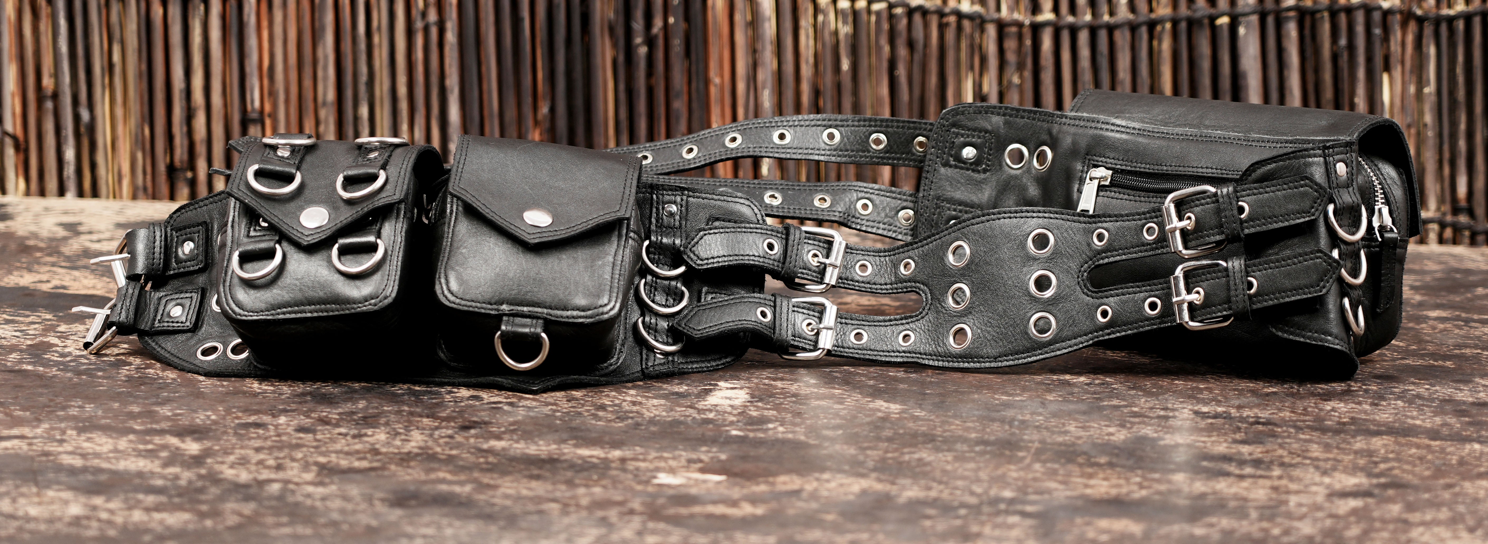 Handmade Genuine Leather Utility Waist Belt with Dual Pouches || Leather Waist Belt Bag for Travel and Daily Use (LT/NS/WB/6007)