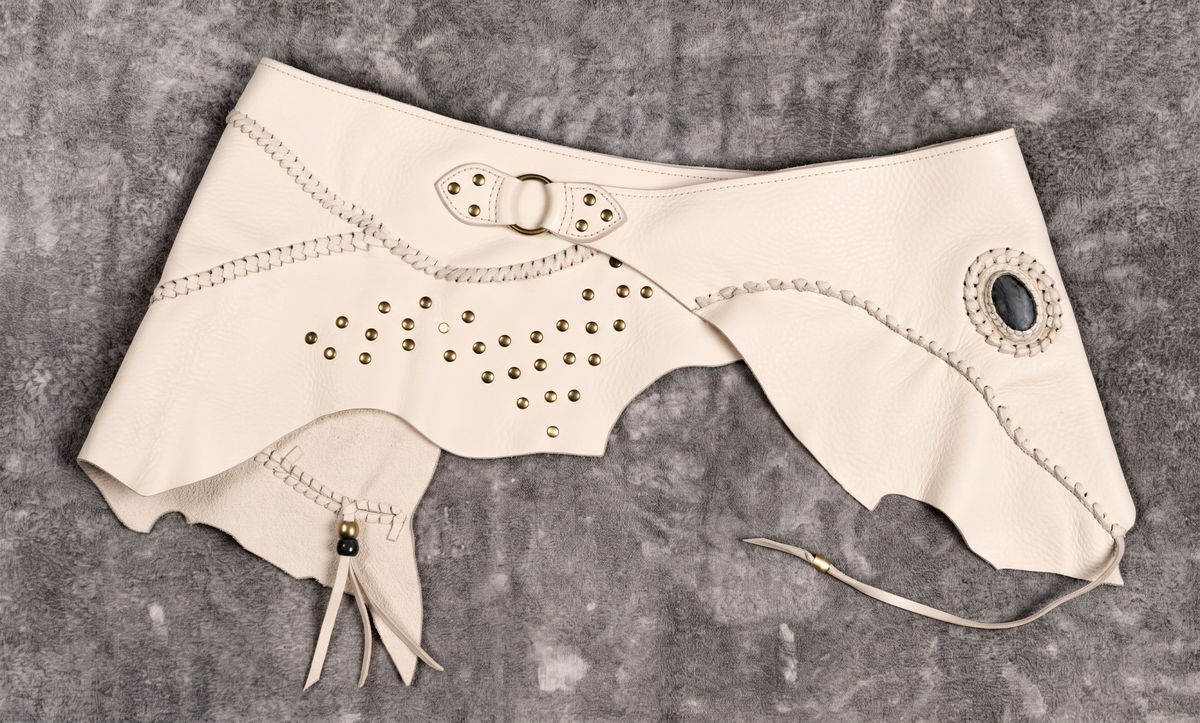 Pirate wench leather hip skirt with antique brass hardware