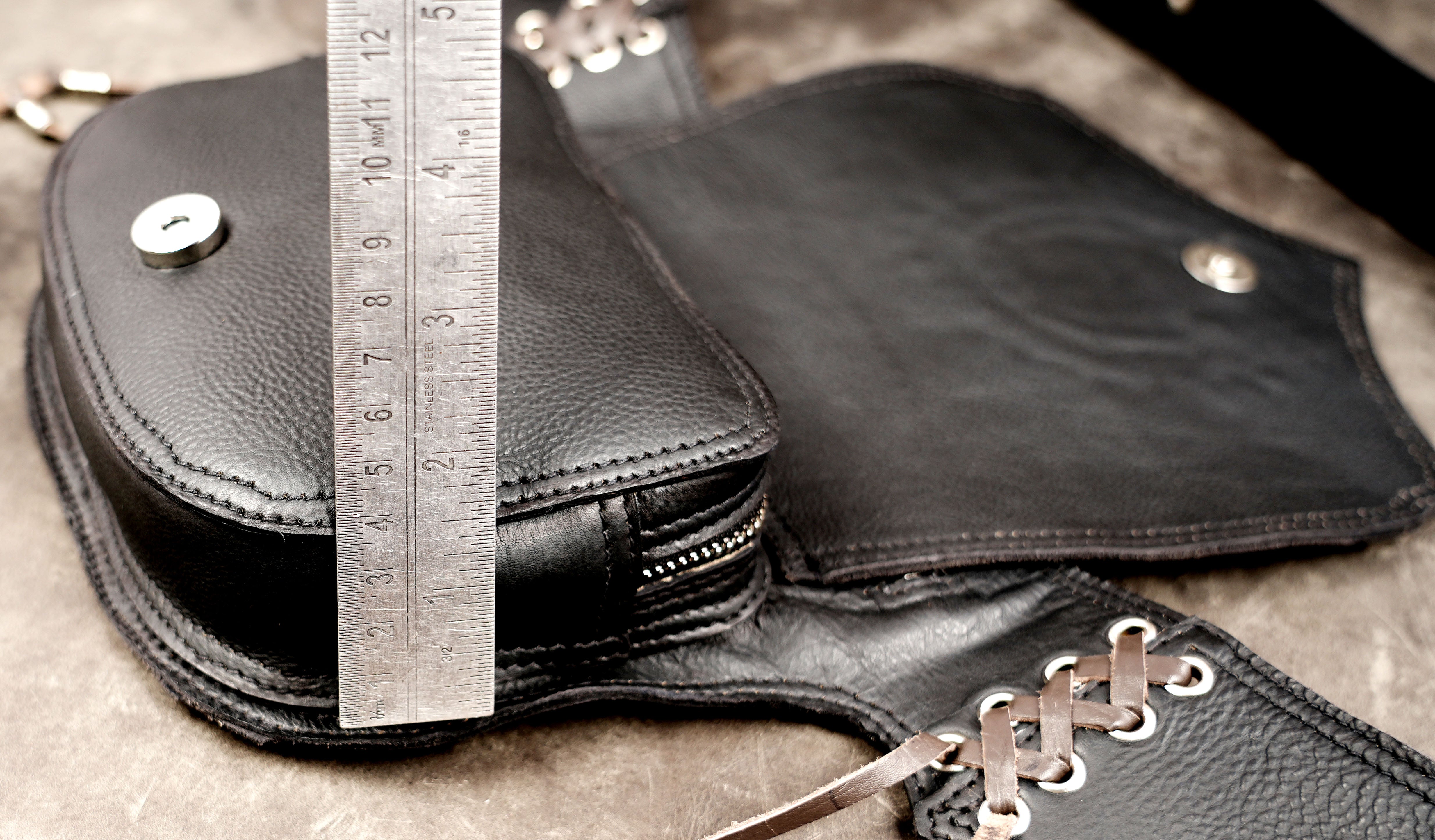 Festival leather belt with circular stud pattern
