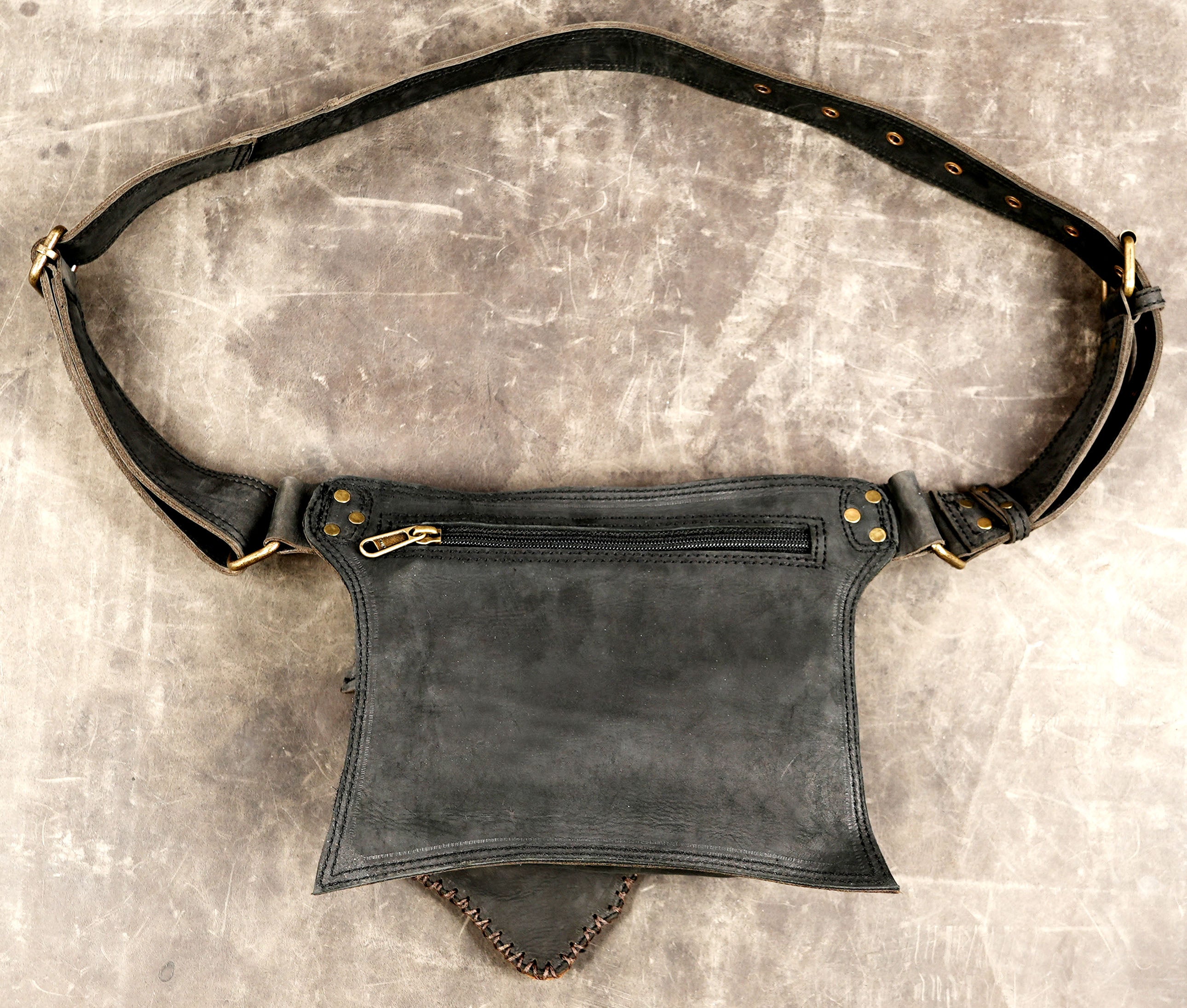 Festival utility belt bag made from durable genuine leather