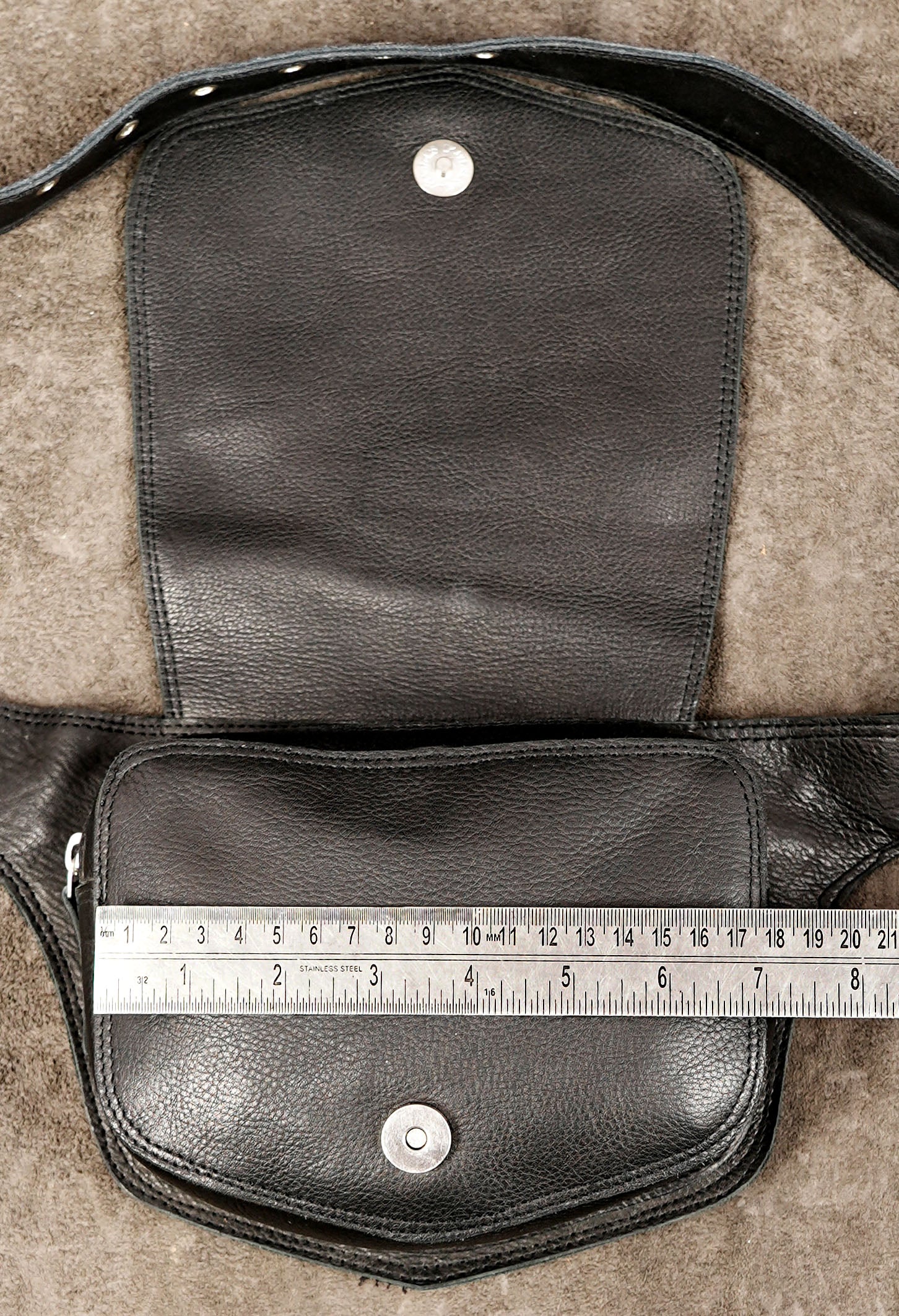 Genuine leather medicine bag with minimal flap design
